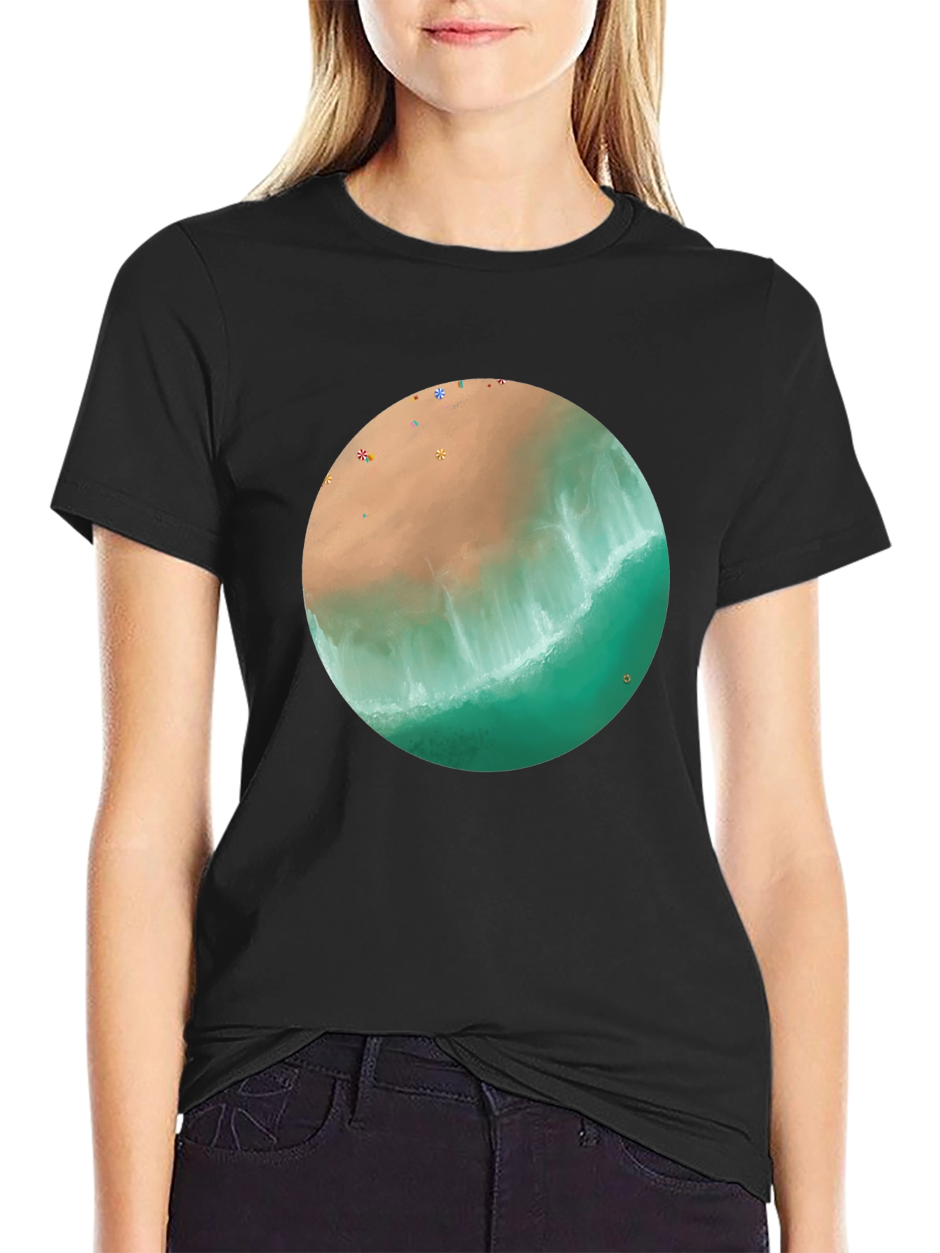Beach Scene Graphic Tee - Soft Cotton Shirt