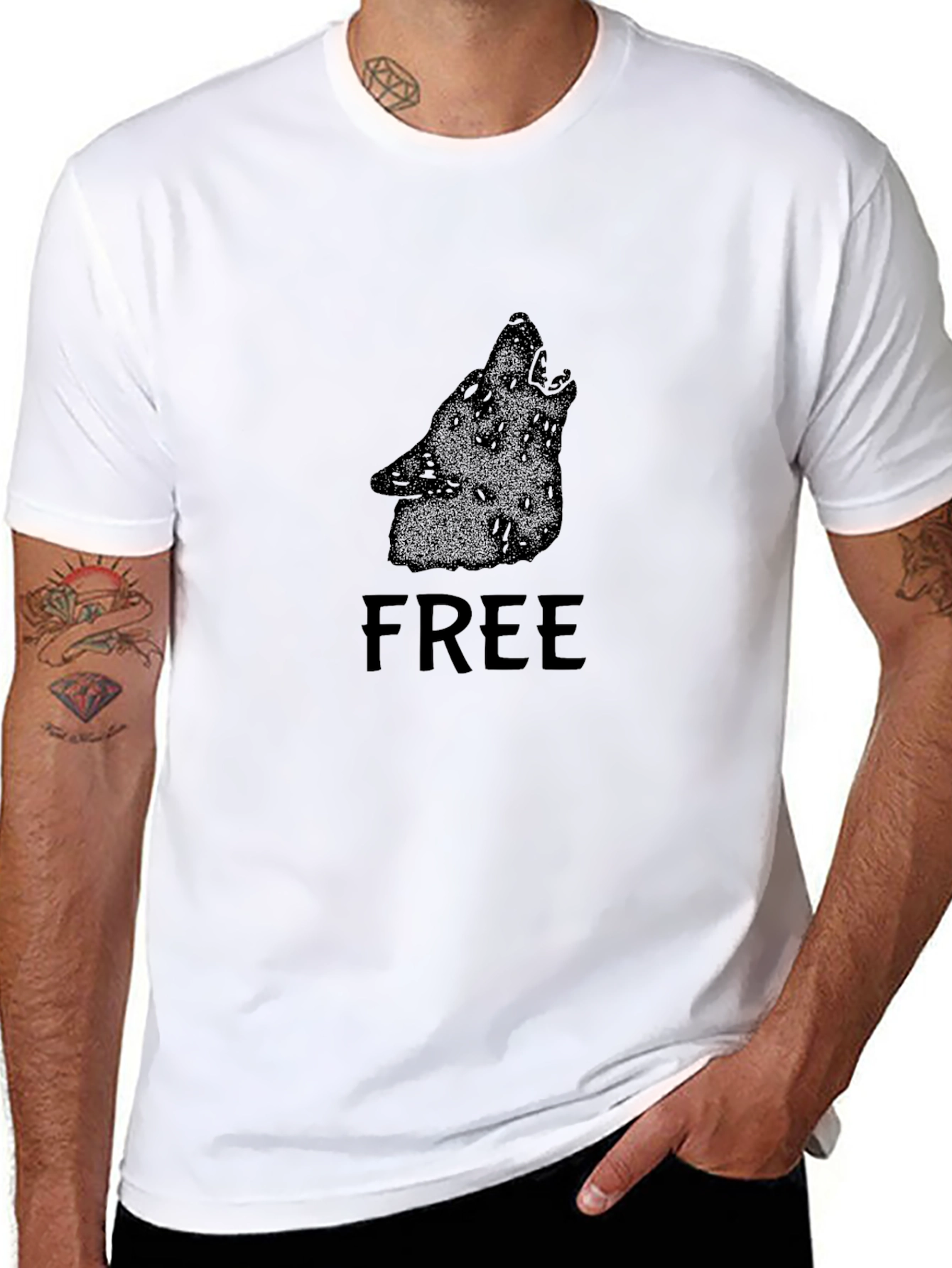 Black Graphic Tee - Free Wolf