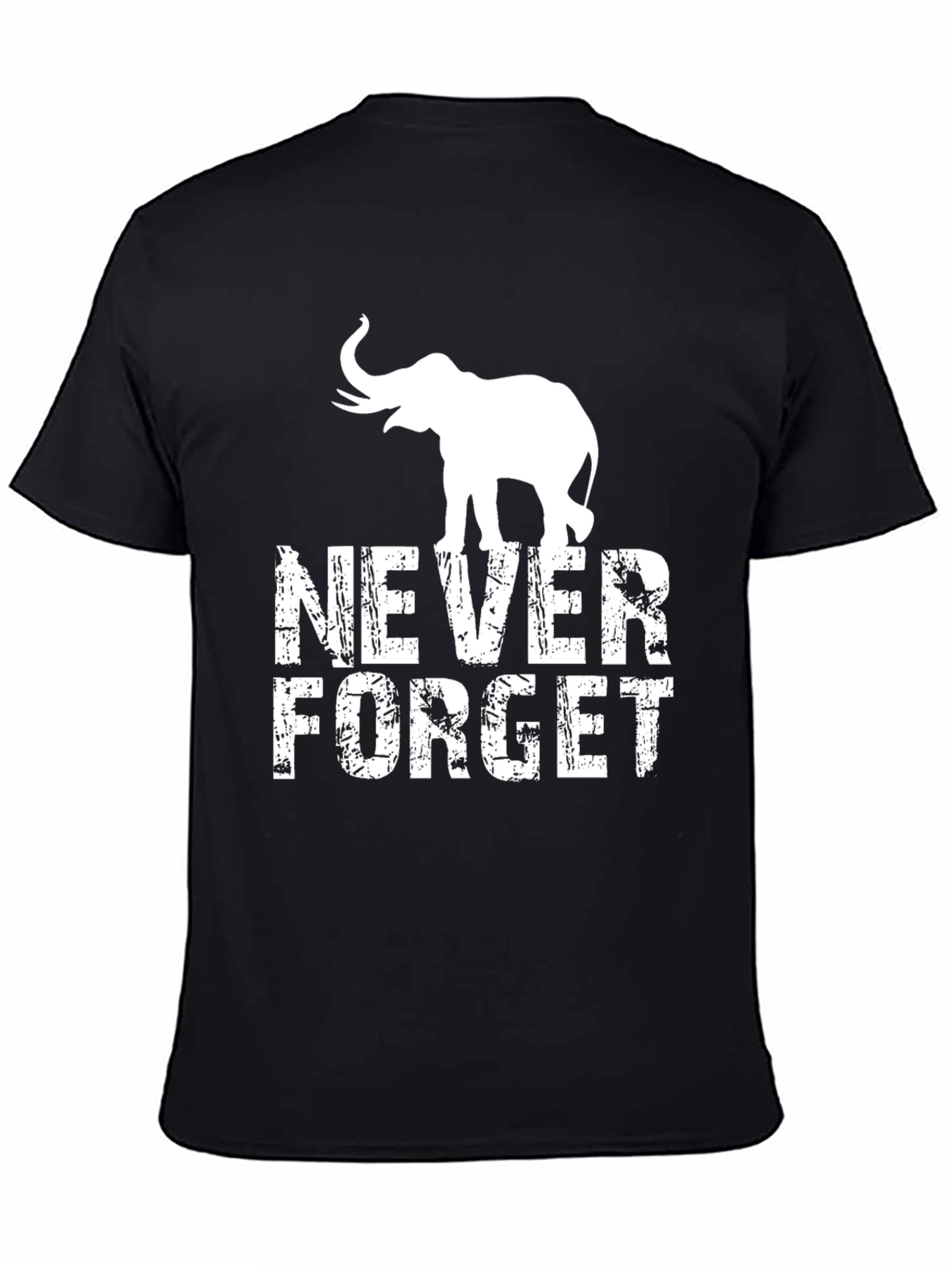 Never Forget Elephant Graphic Tee - Black T-Shirt