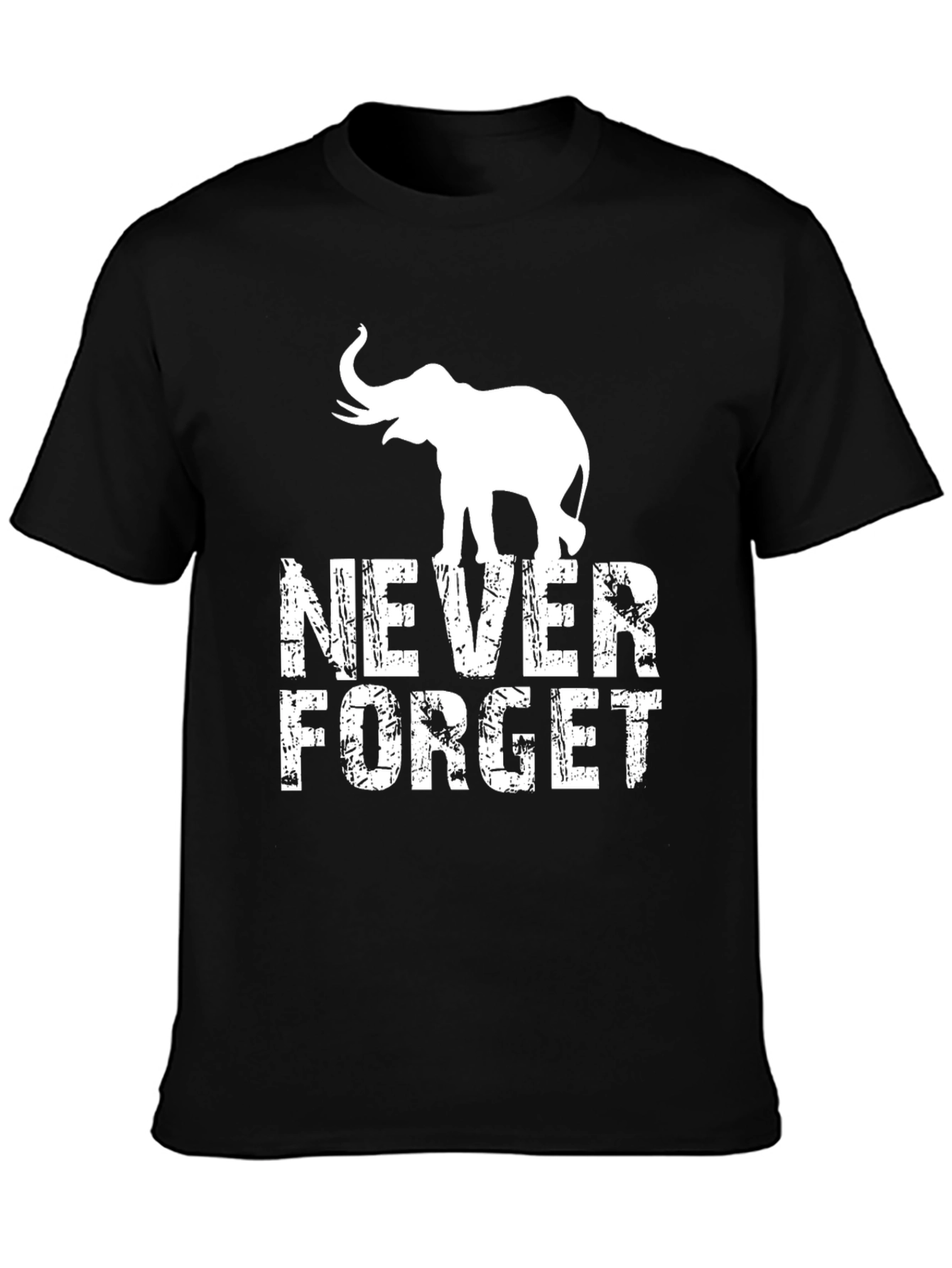 Never Forget Elephant Graphic Tee - Black T-Shirt