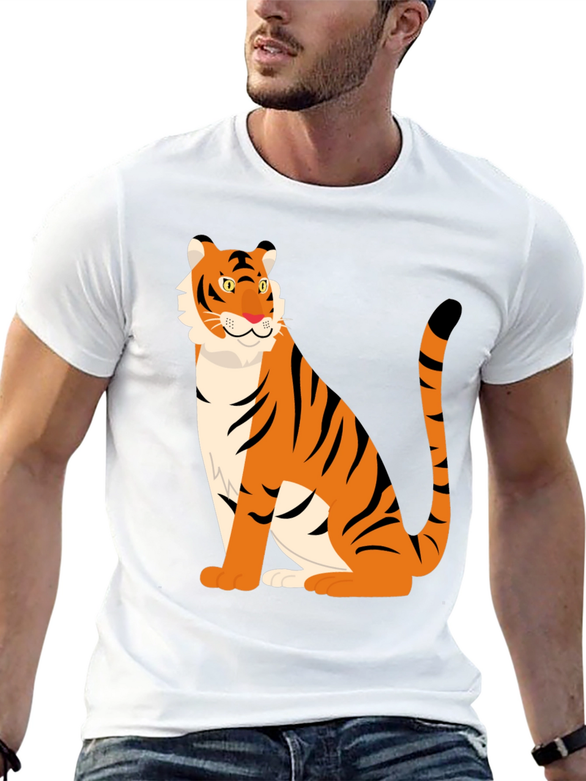 Tiger Graphic Print Black T-Shirt