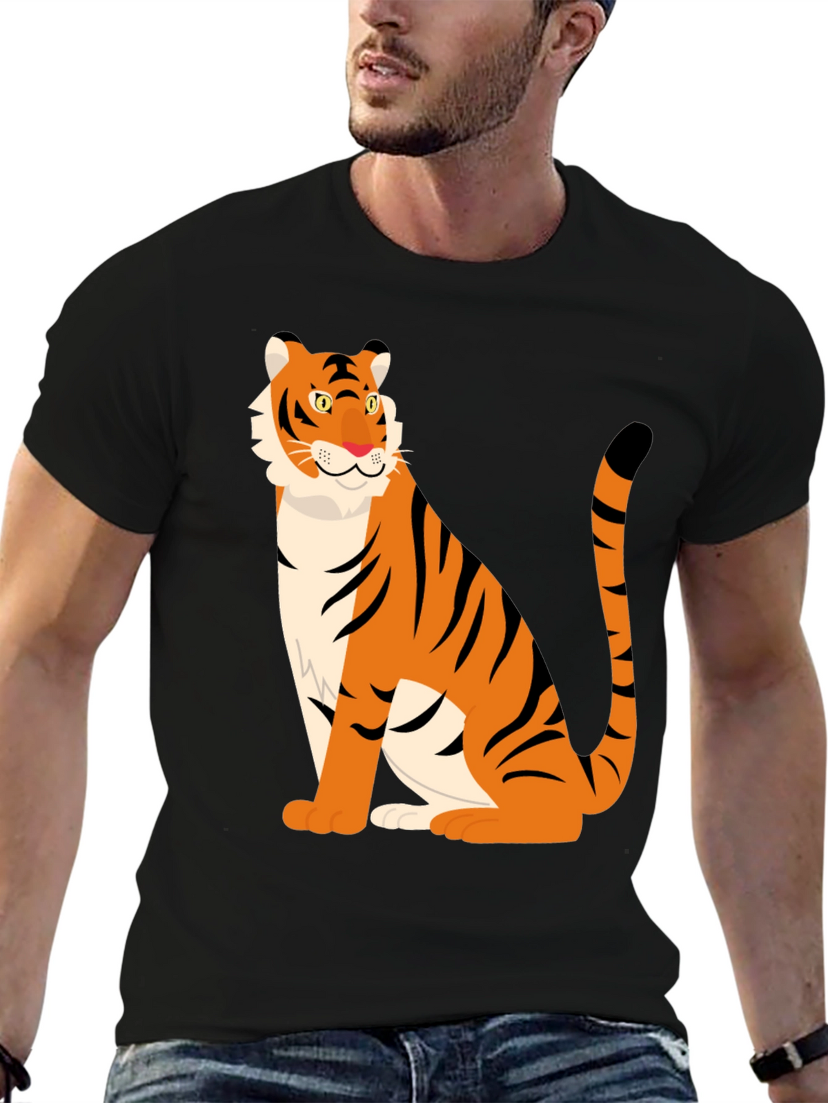 Tiger Graphic Print Black T-Shirt