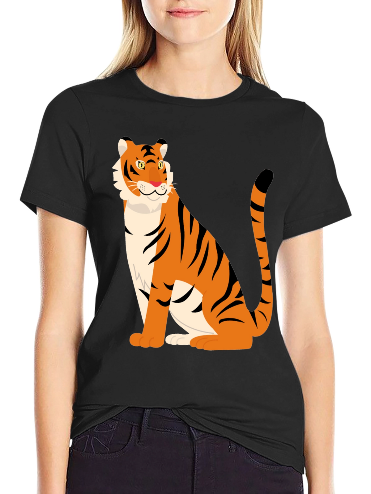 Tiger Graphic Print Black T-Shirt