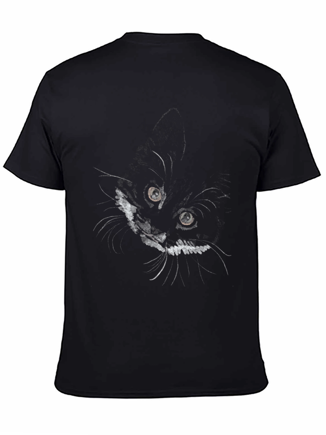 Cat Face Graphic Print Black T-Shirt