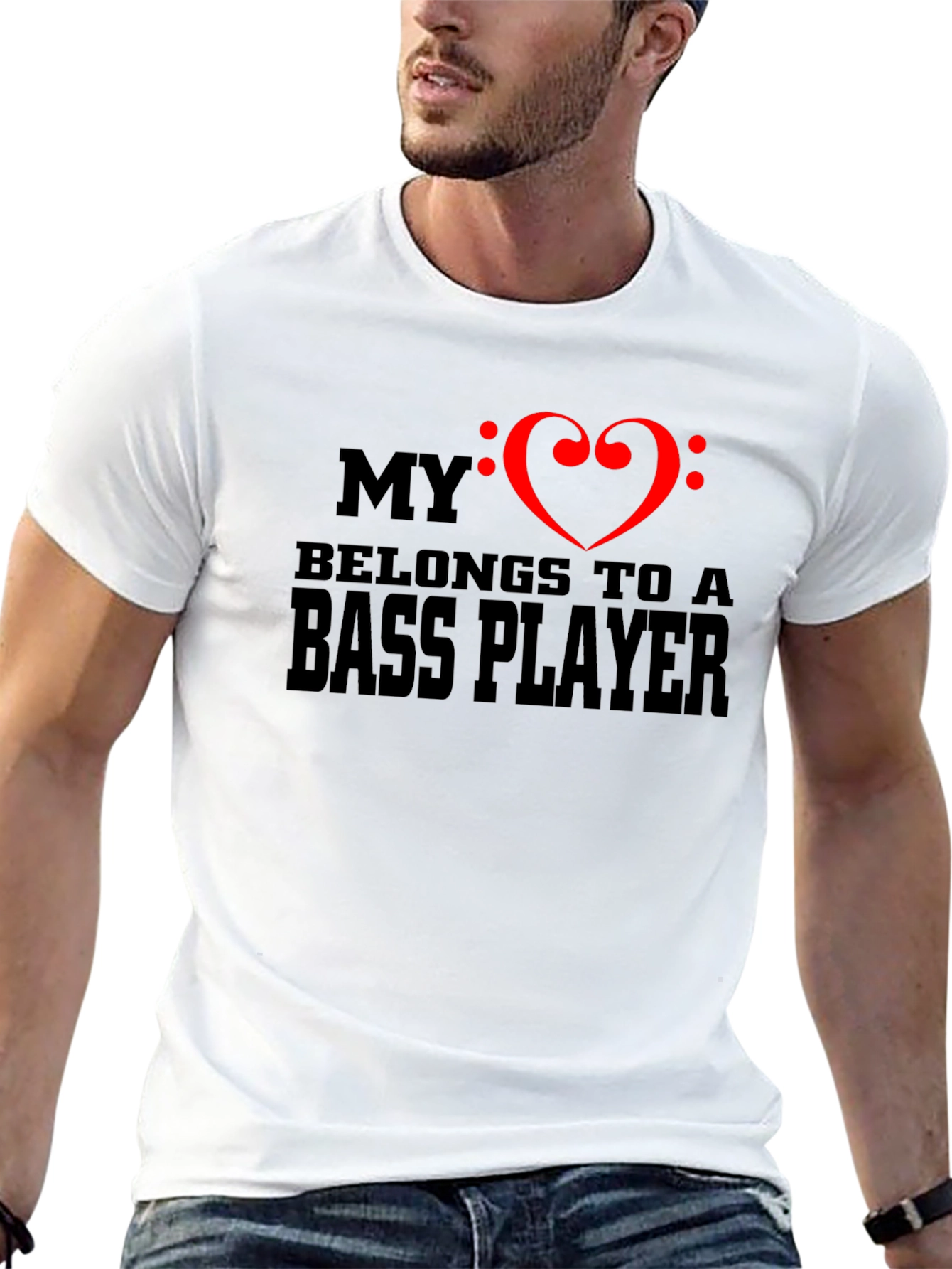 Bass Player Heart T-Shirt - Musician Love Tee