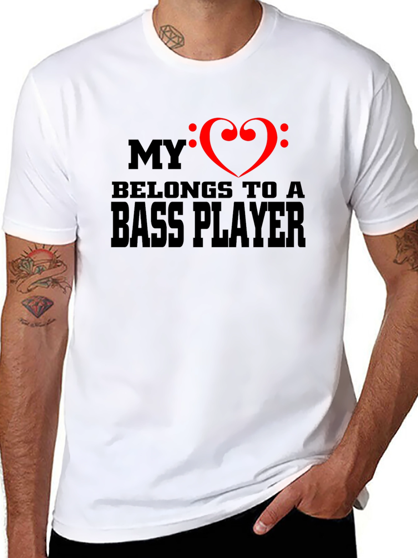 Bass Player Heart T-Shirt - Musician Love Tee