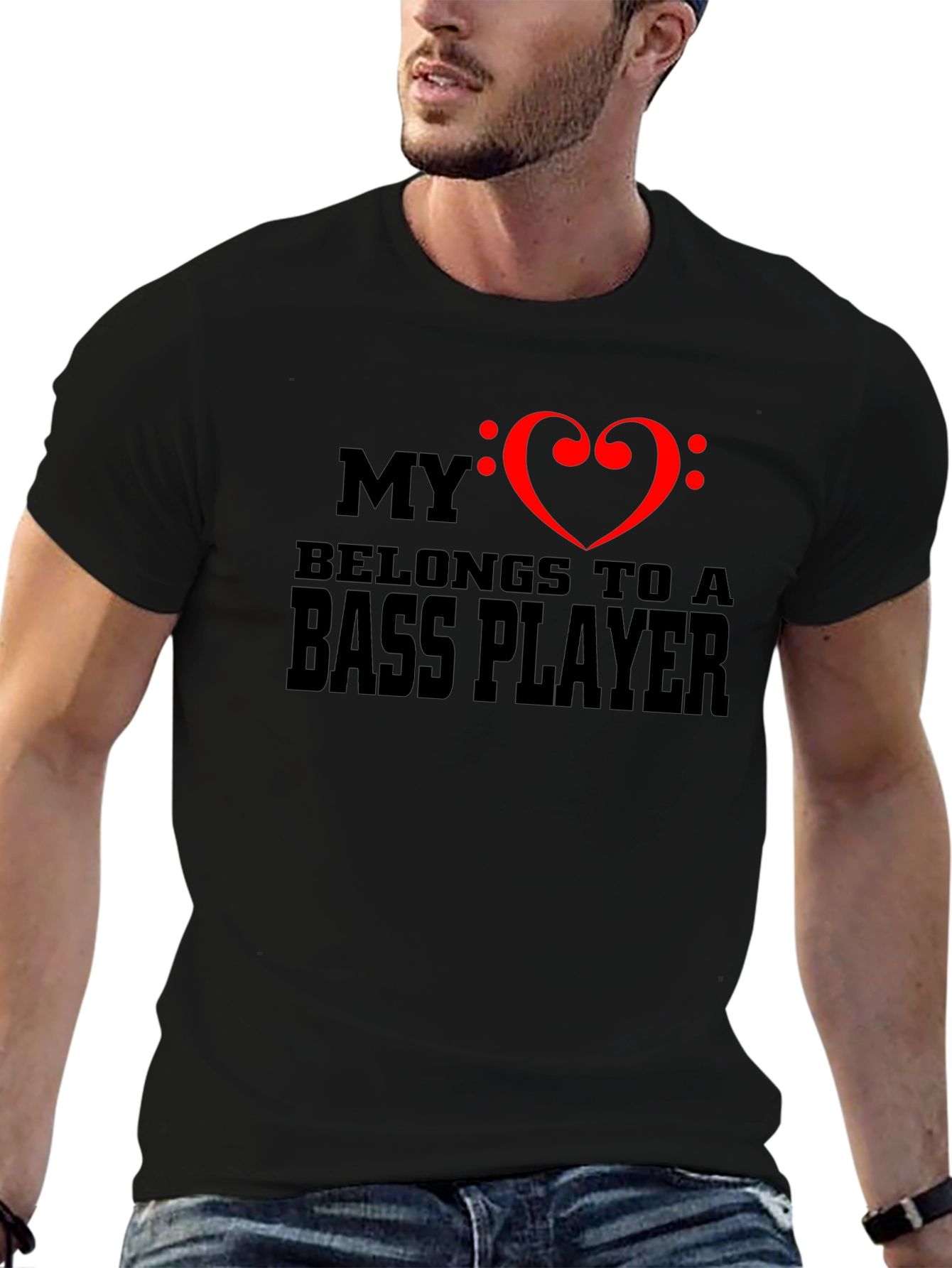 Bass Player Heart T-Shirt - Musician Love Tee