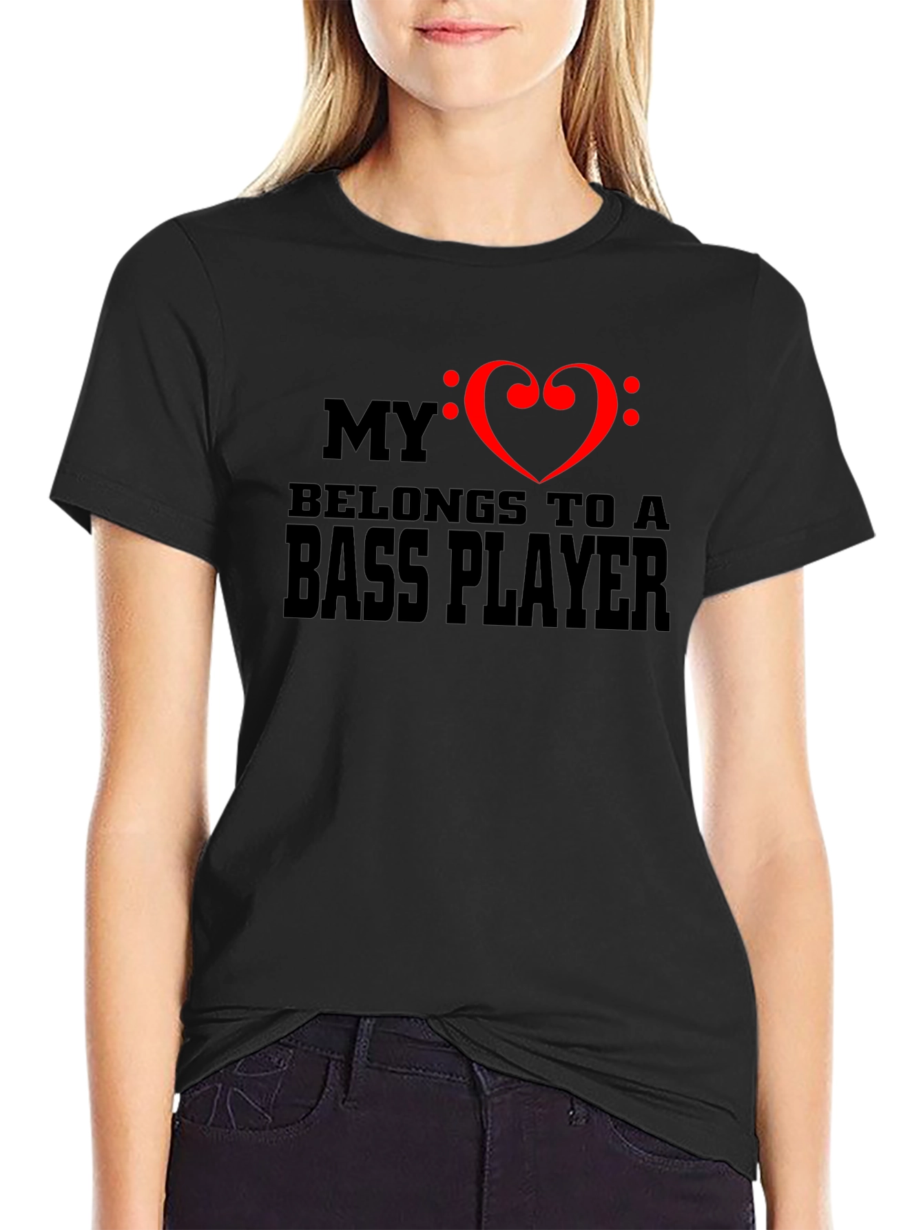 Bass Player Heart T-Shirt - Musician Love Tee