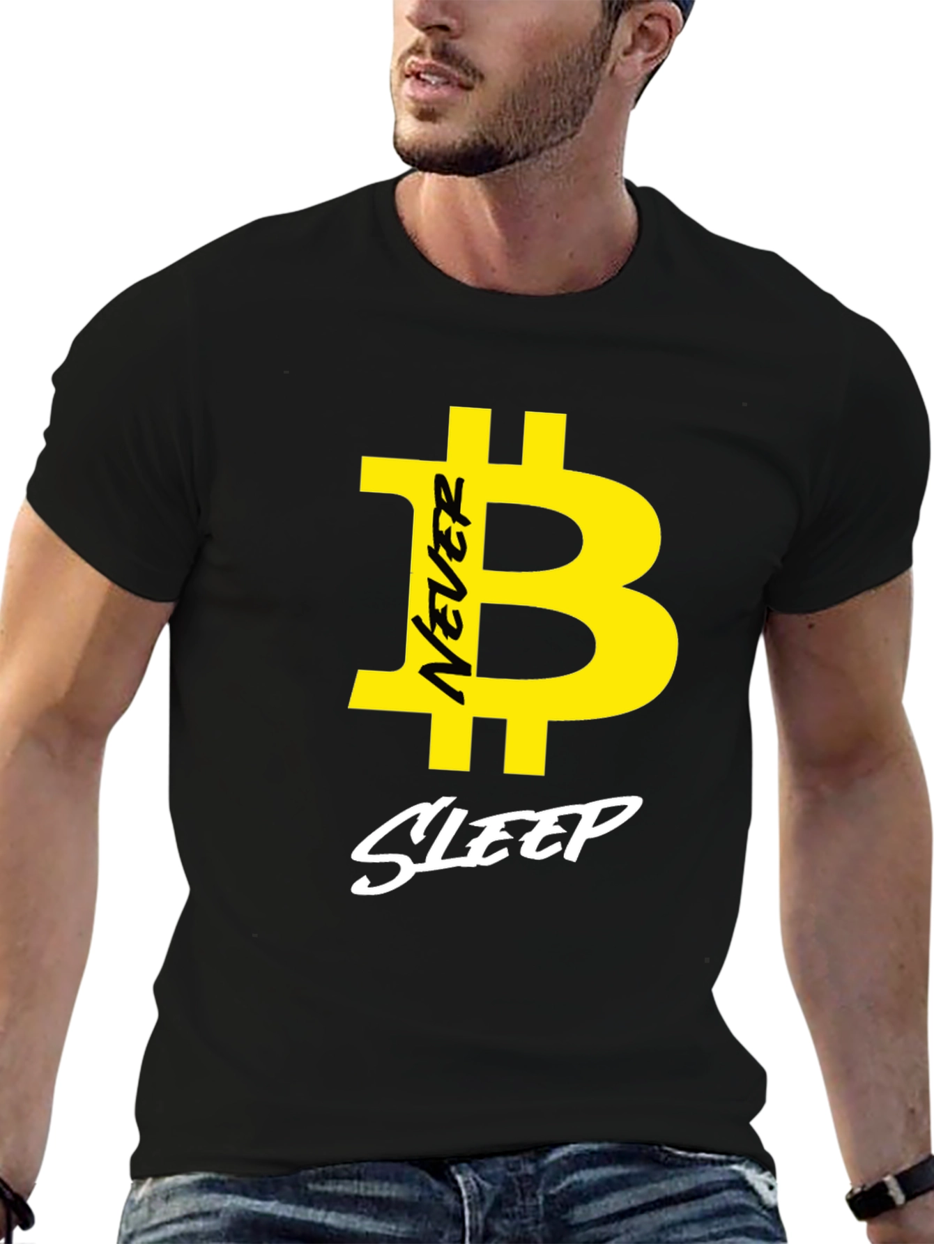 Never Sleep Bitcoin Graphic T-Shirt