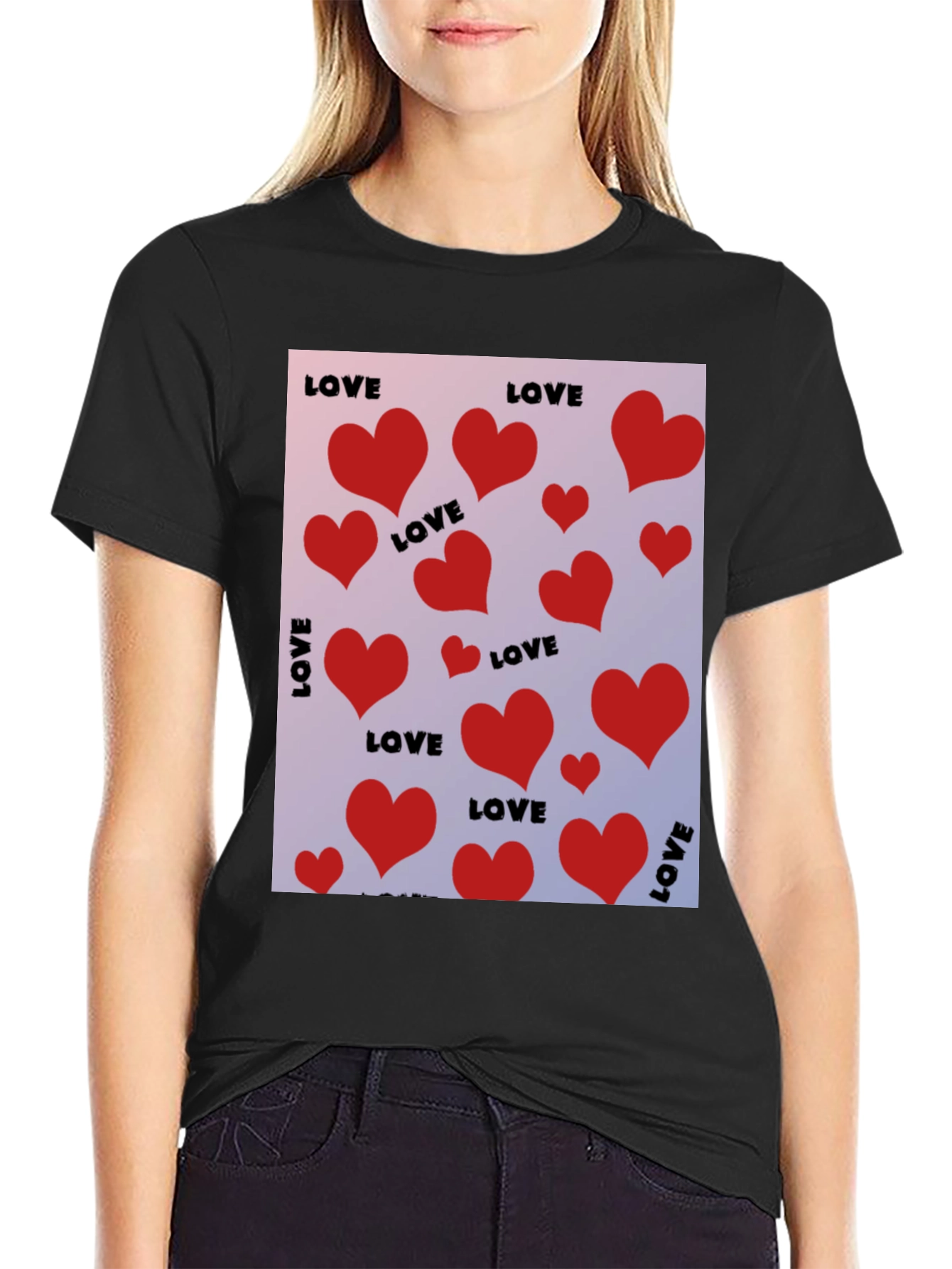 Love Heart Valentines Day Graphic Tee