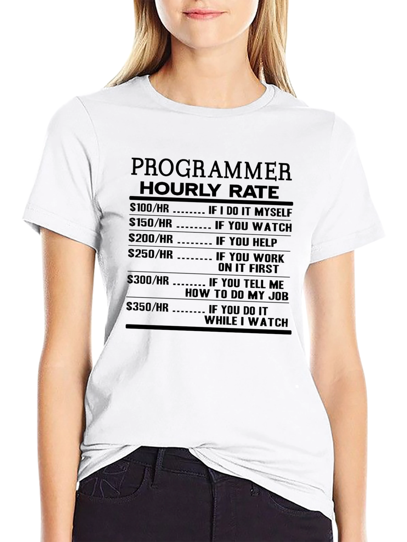 Programmer Hourly Rate Black T-Shirt - Funny Coder Tee