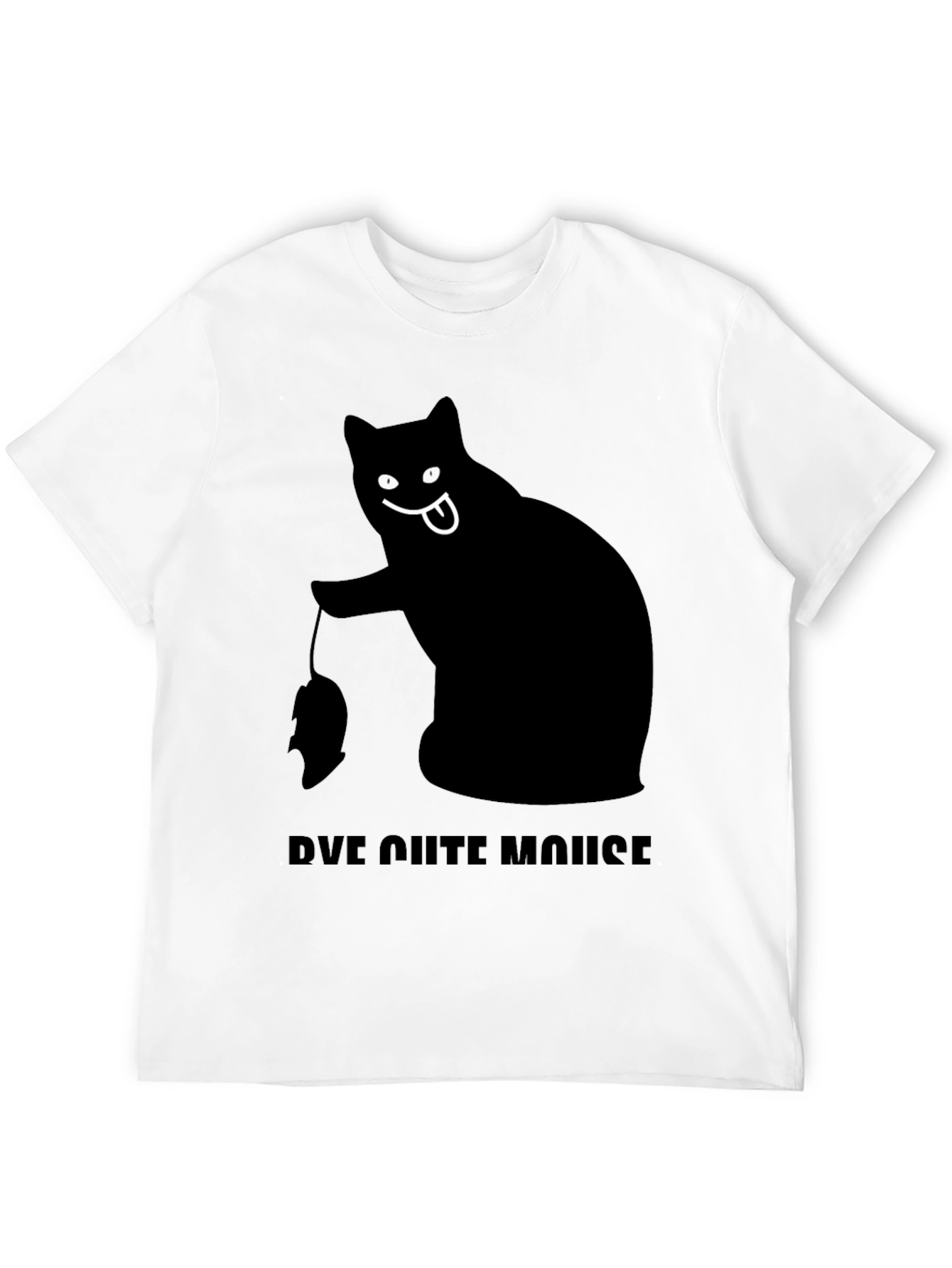 Black Cat Bye Cute Mouse T-Shirt