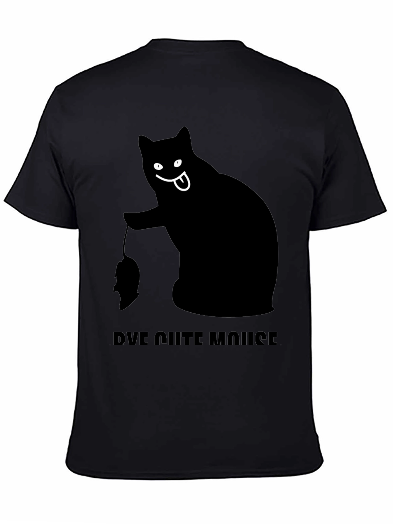 Black Cat Bye Cute Mouse T-Shirt