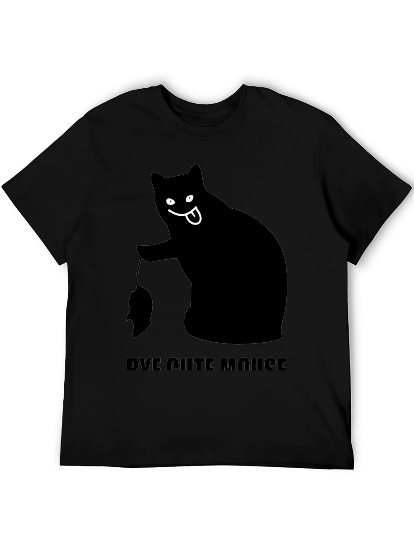 Black Cat Bye Cute Mouse T-Shirt