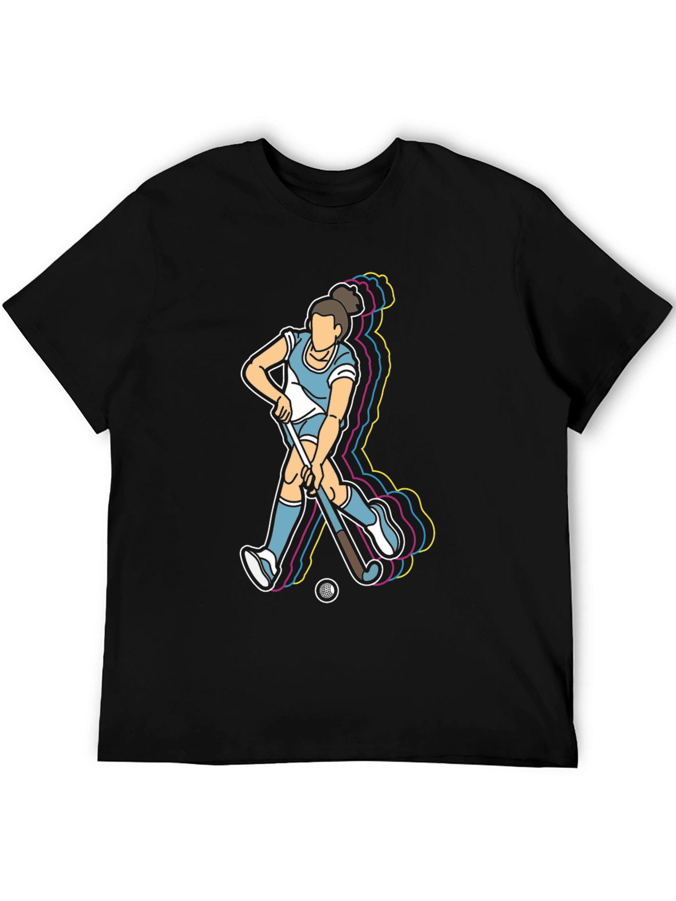 Hockey Player Graphic T-Shirt - Black