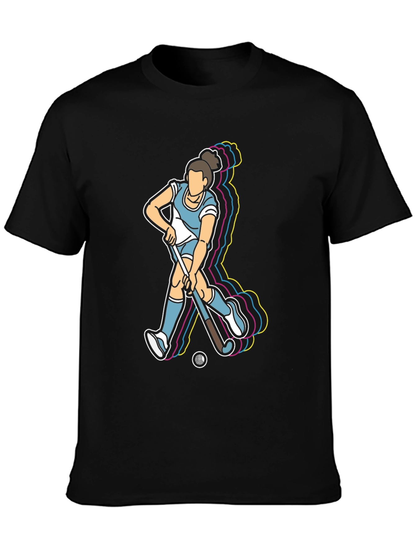 Hockey Player Graphic T-Shirt - Black