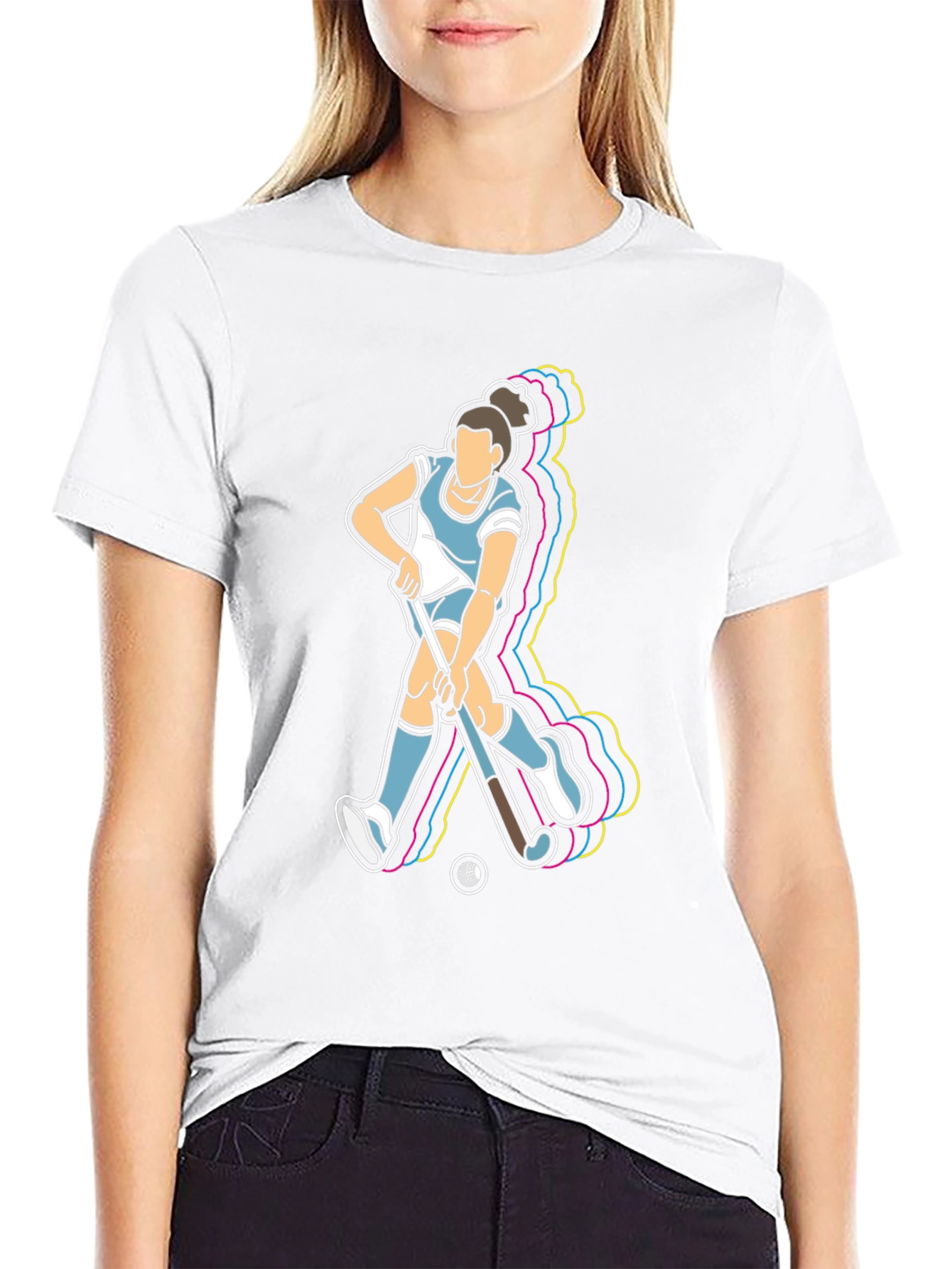 Hockey Player Graphic T-Shirt - Black