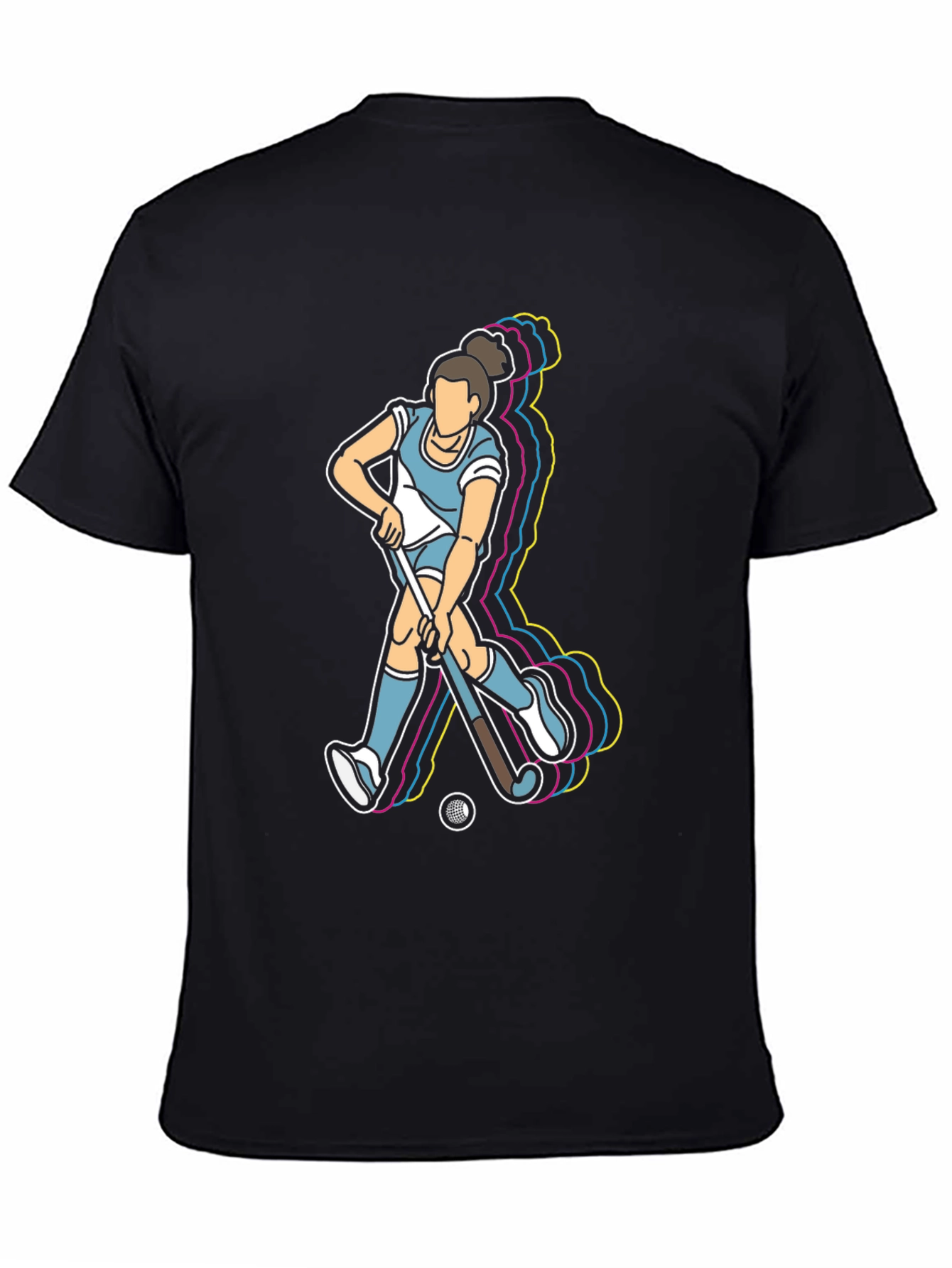 Hockey Player Graphic T-Shirt - Black