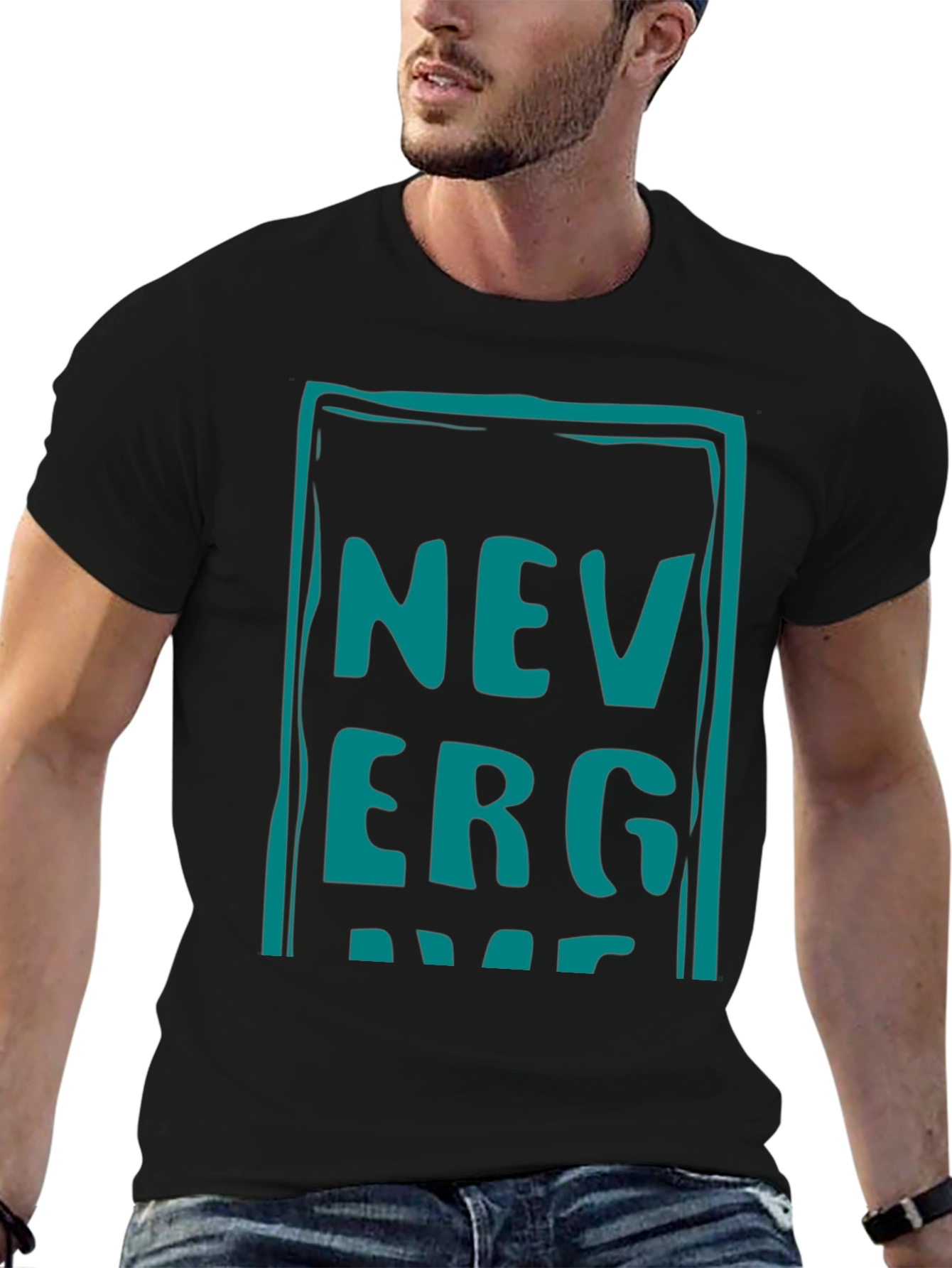 Never Give Up Graphic Tee - Black Cotton Casual