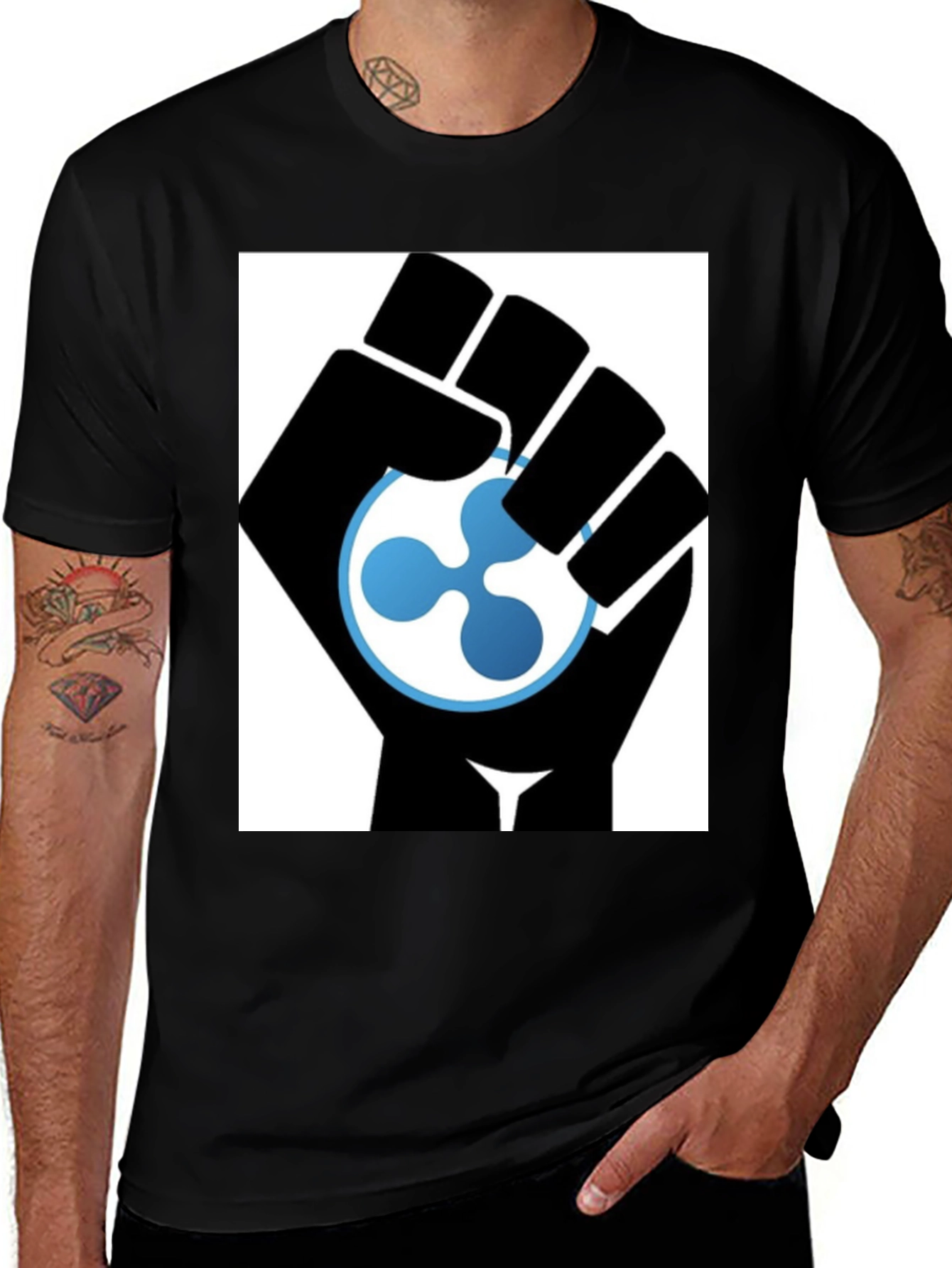Ripple Cryptocurrency Black Fist T-Shirt