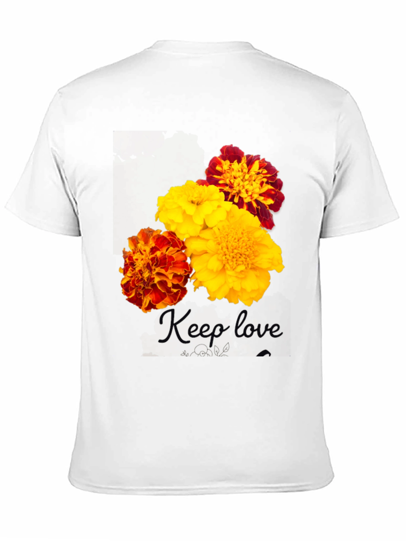 Floral Marigold Graphic Print T-Shirt - Black