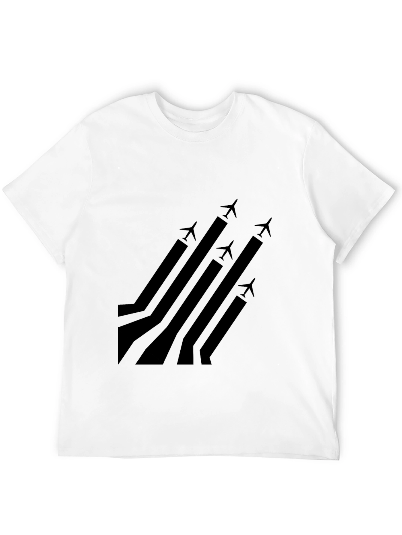 Stylish Black Airplane Graphic T-Shirt