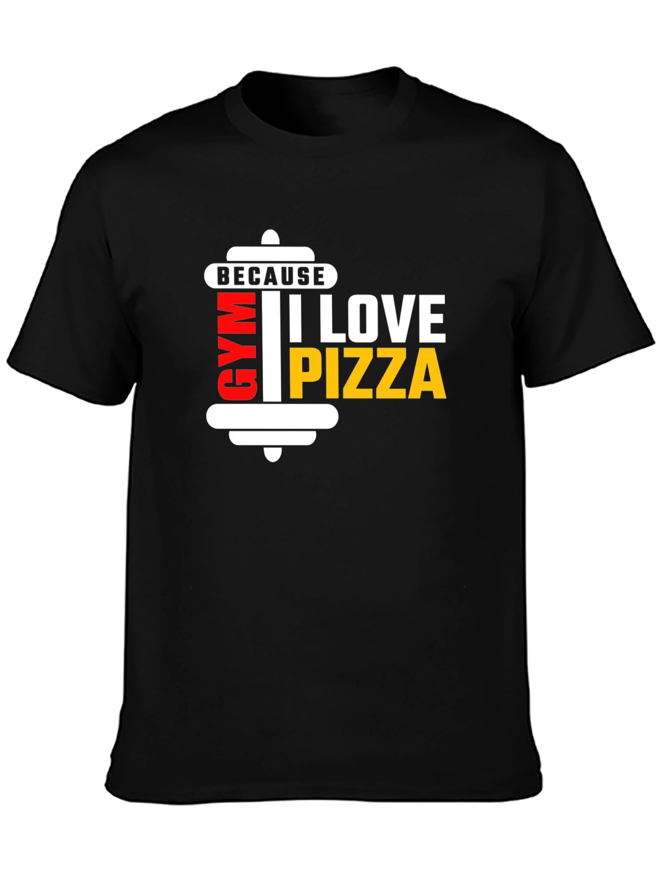Gym and Pizza Lovers Black T-Shirt