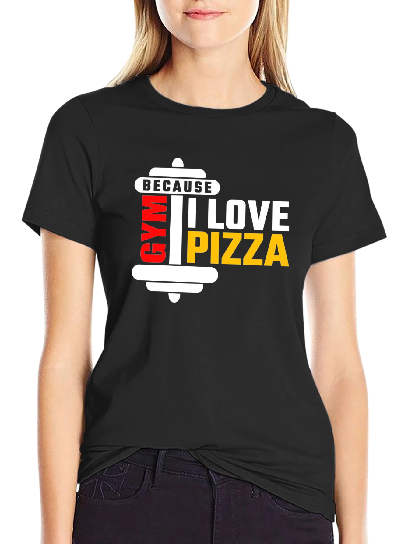 Gym and Pizza Lovers Black T-Shirt