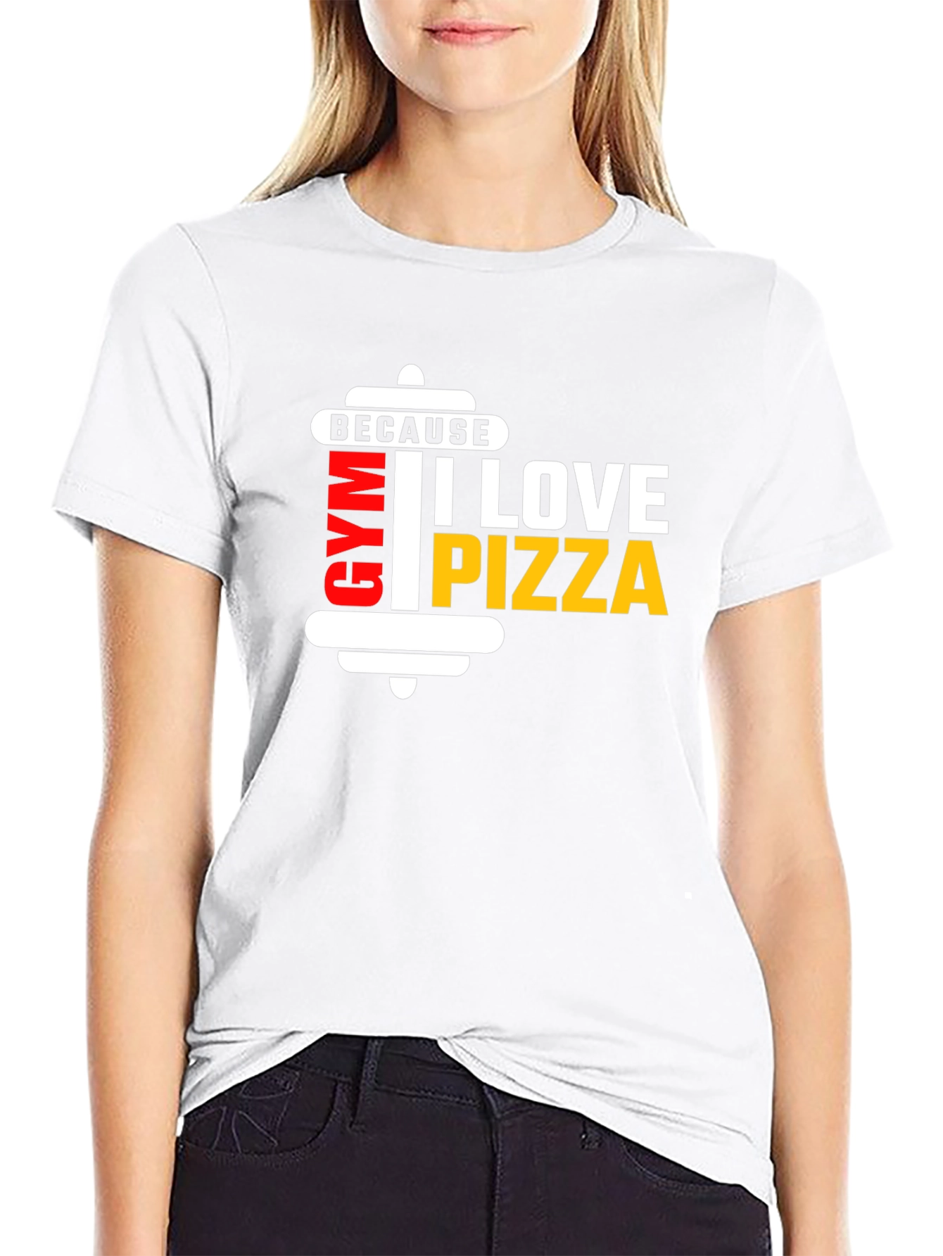 Gym and Pizza Lovers Black T-Shirt