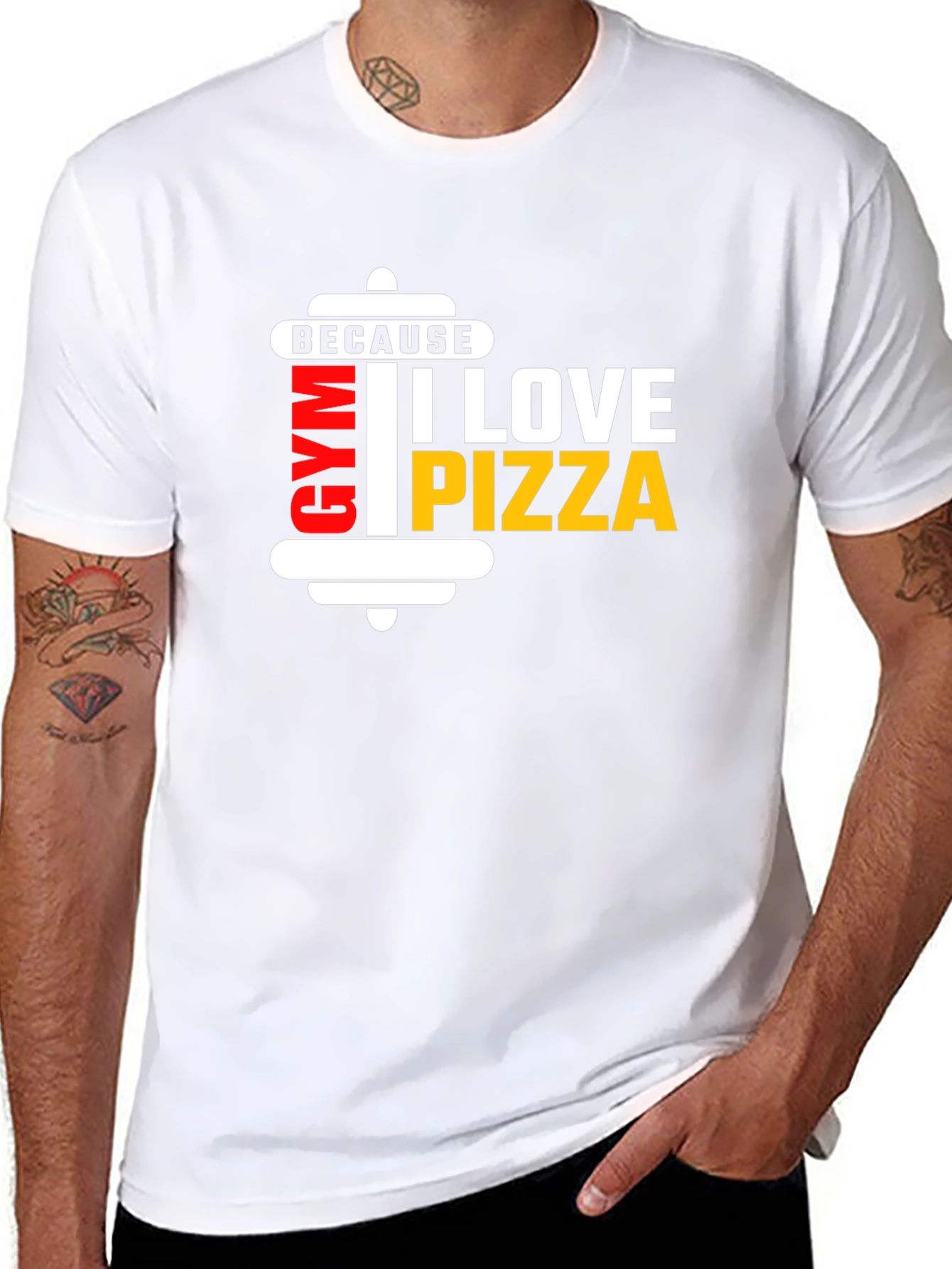 Gym and Pizza Lovers Black T-Shirt