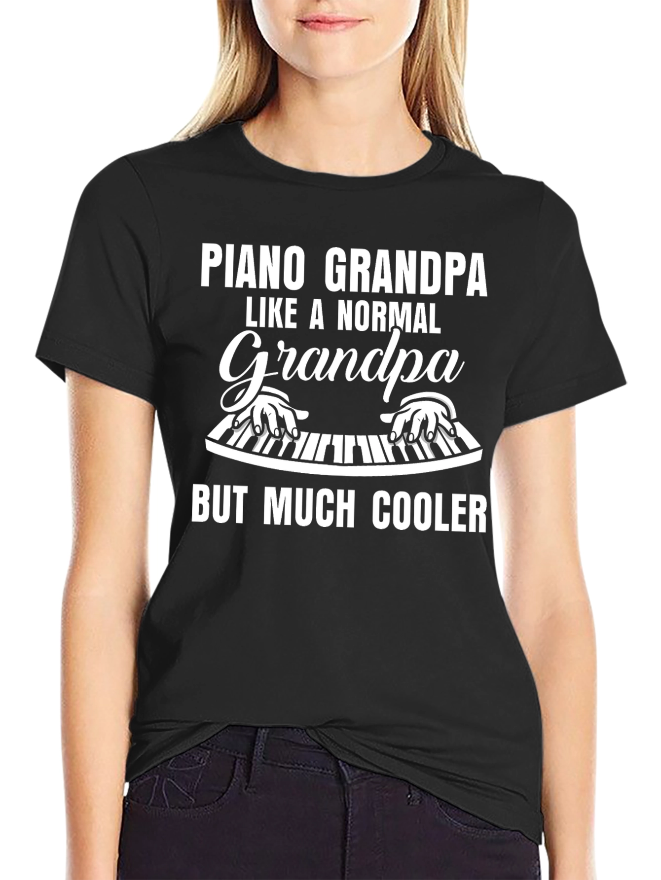 Piano Grandpa Black T-Shirt