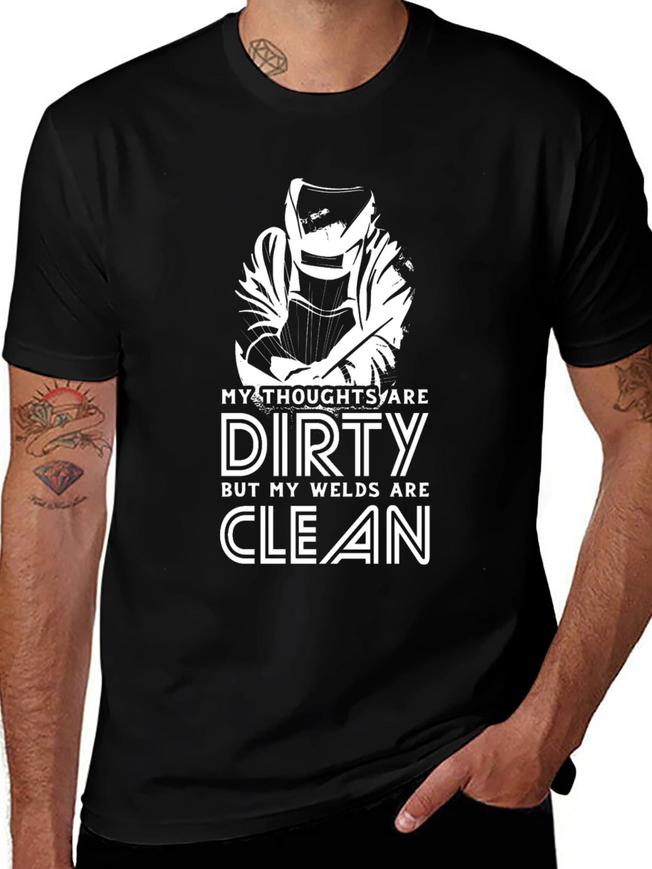 Dirty Thoughts Clean Welds Black T-Shirt