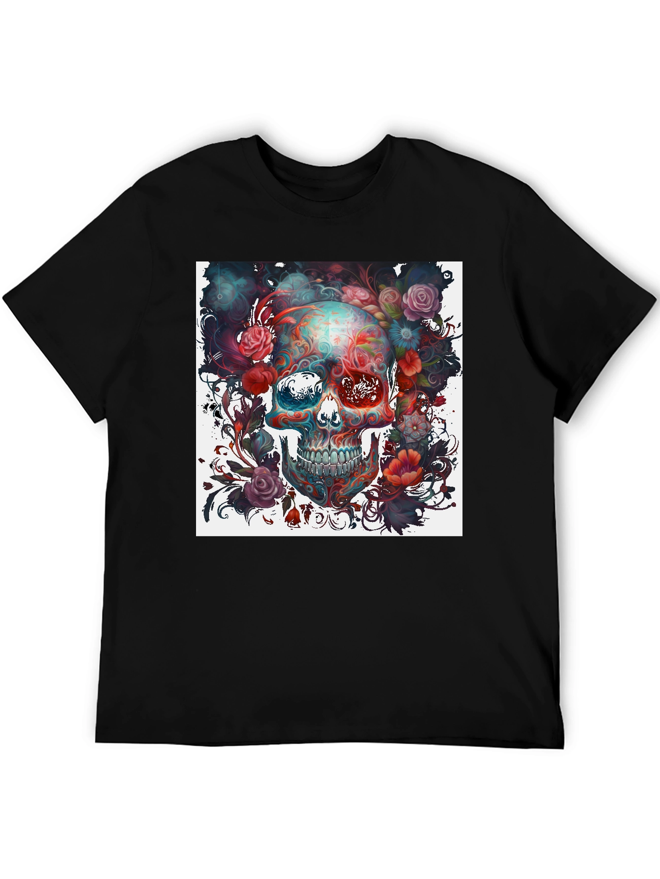 Floral Skull Graphic T-Shirt