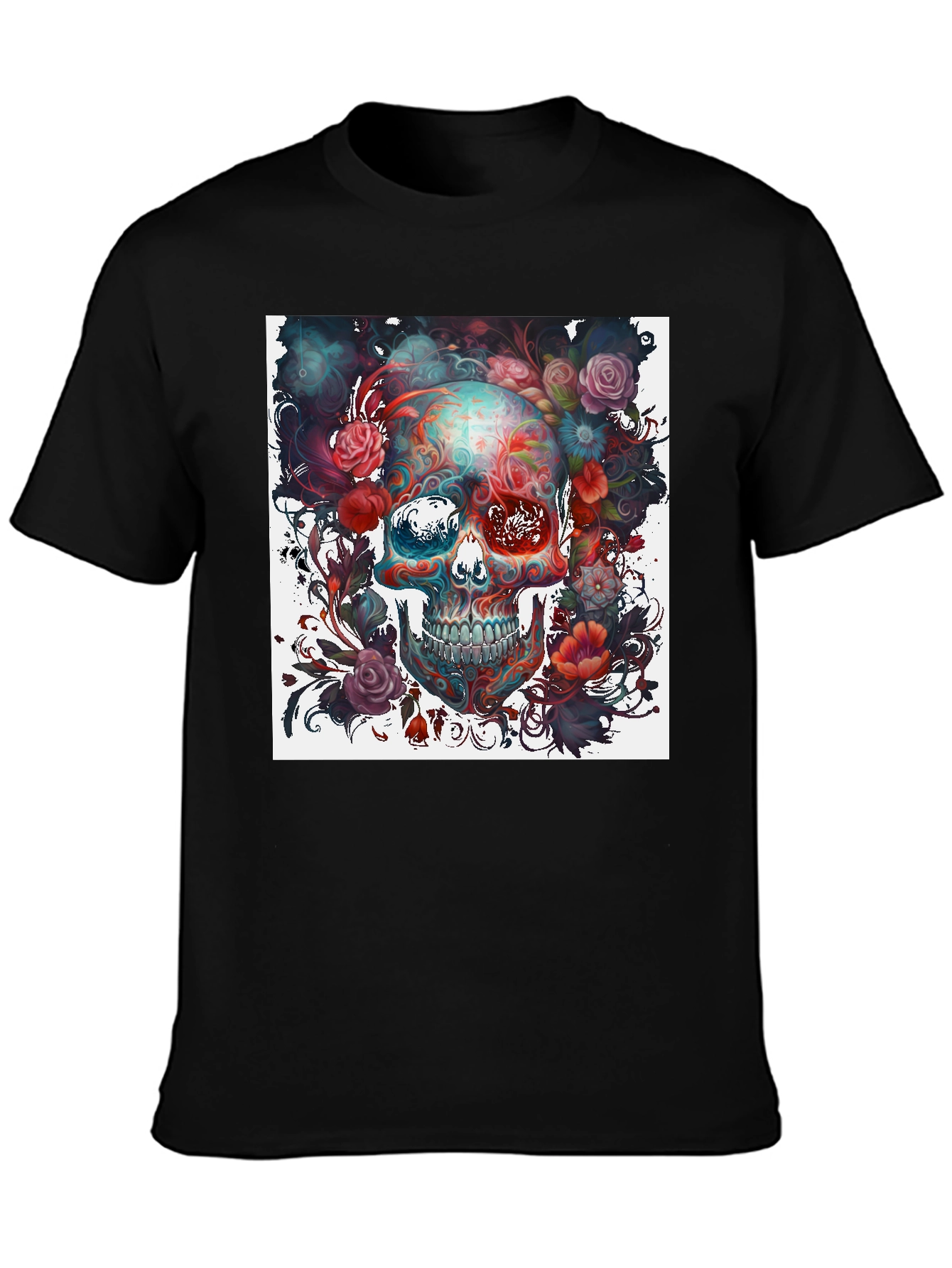 Floral Skull Graphic T-Shirt