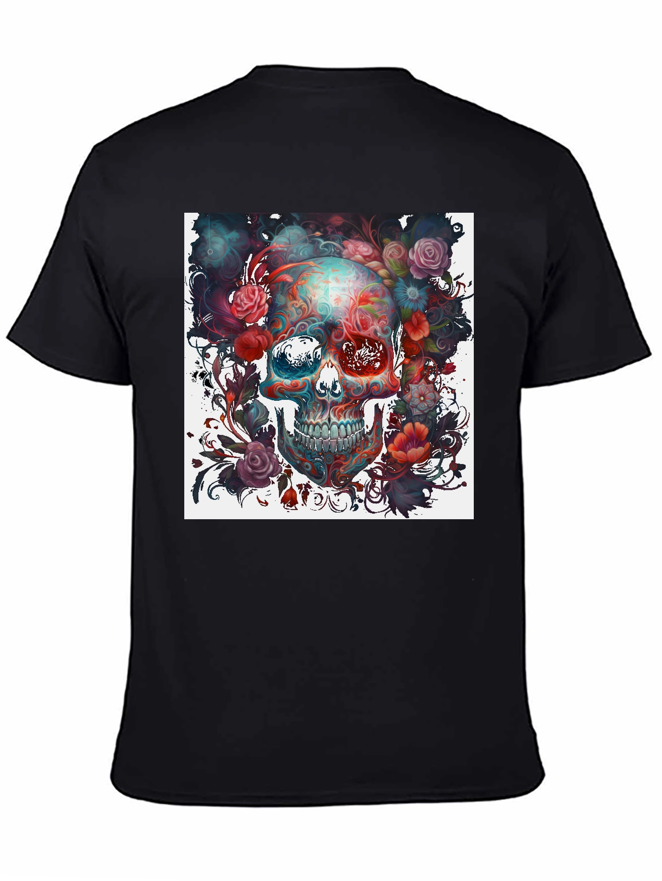 Floral Skull Graphic T-Shirt