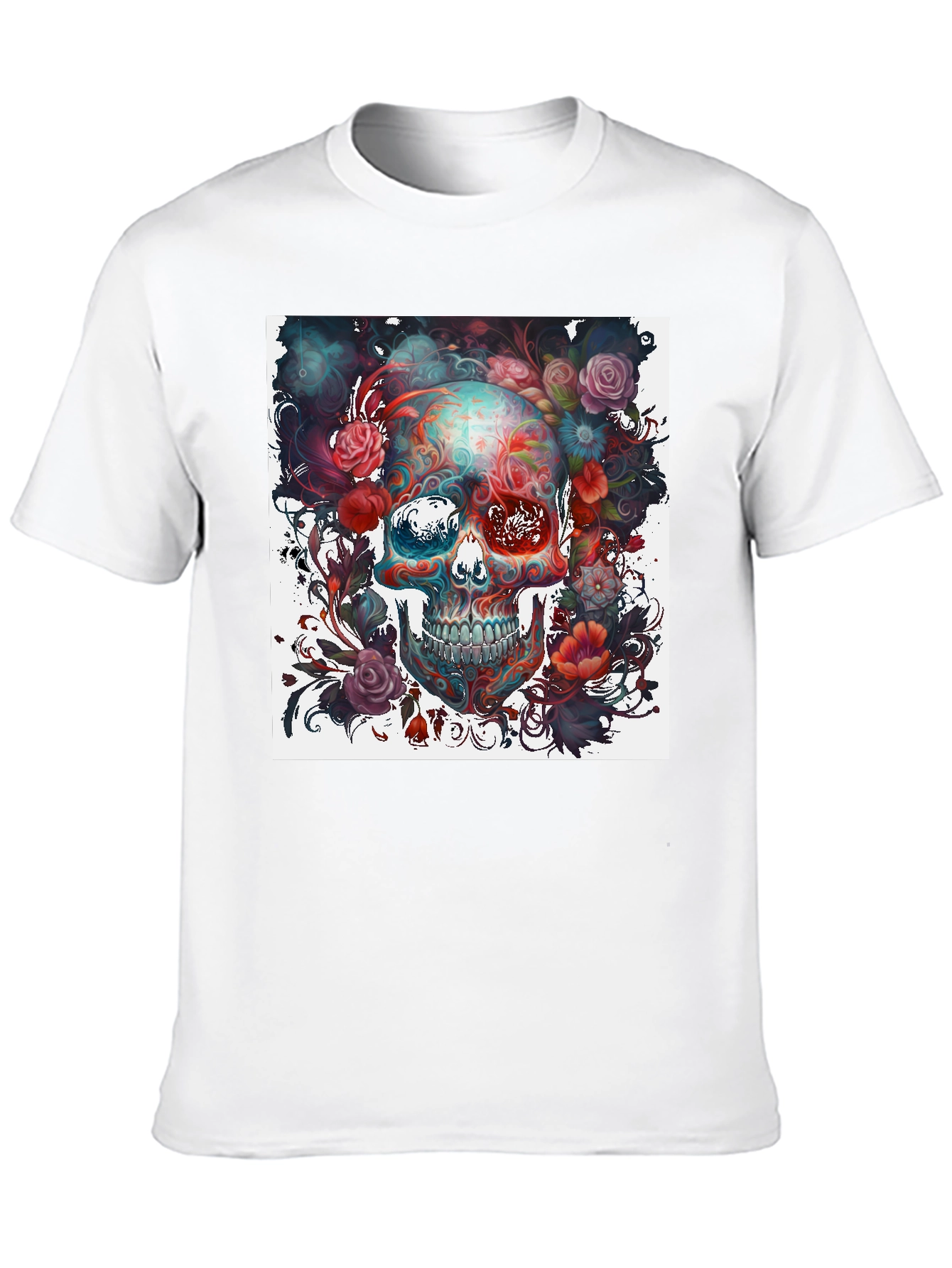 Floral Skull Graphic T-Shirt