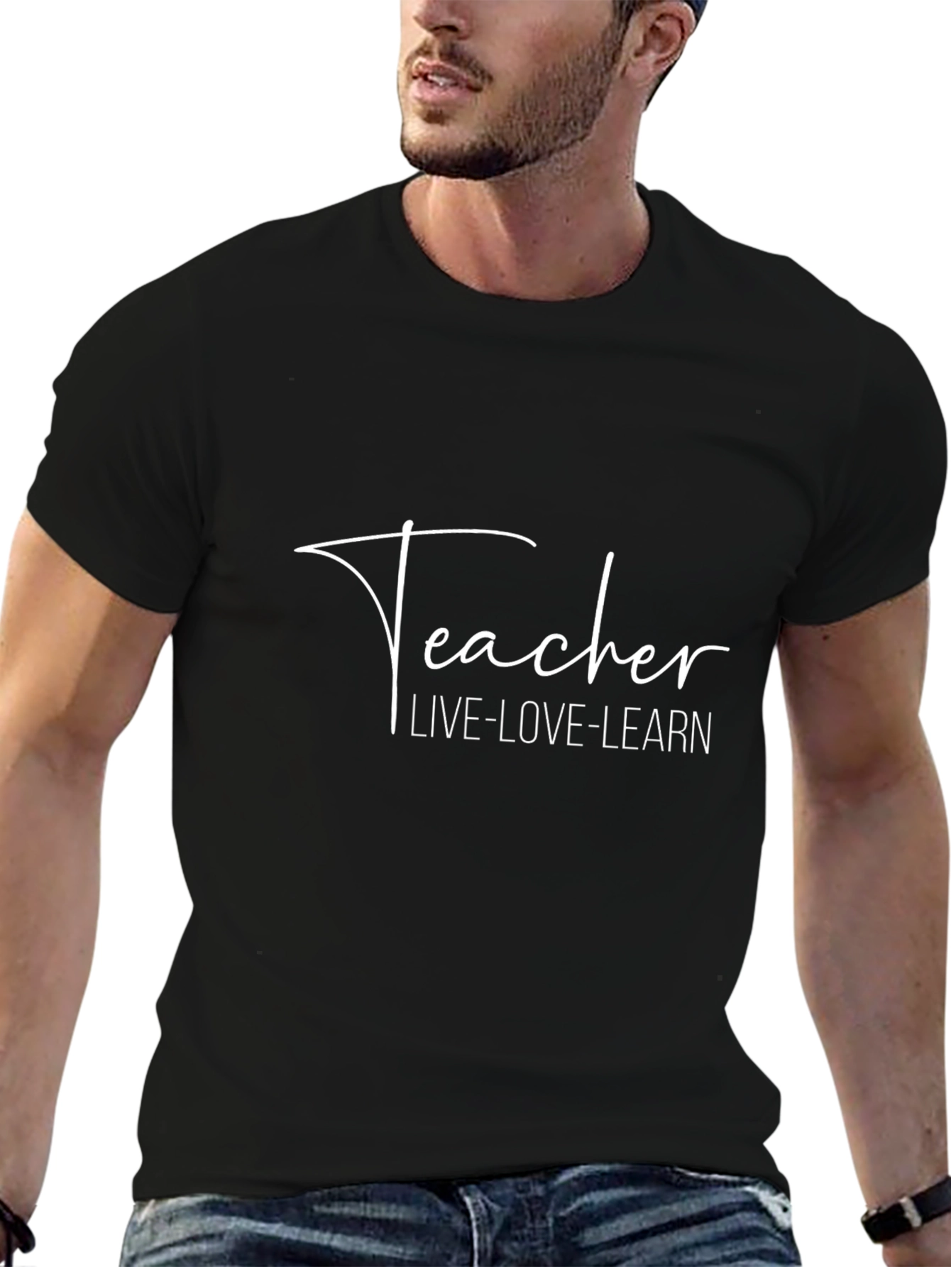 Teacher Live Love Learn Black T-Shirt