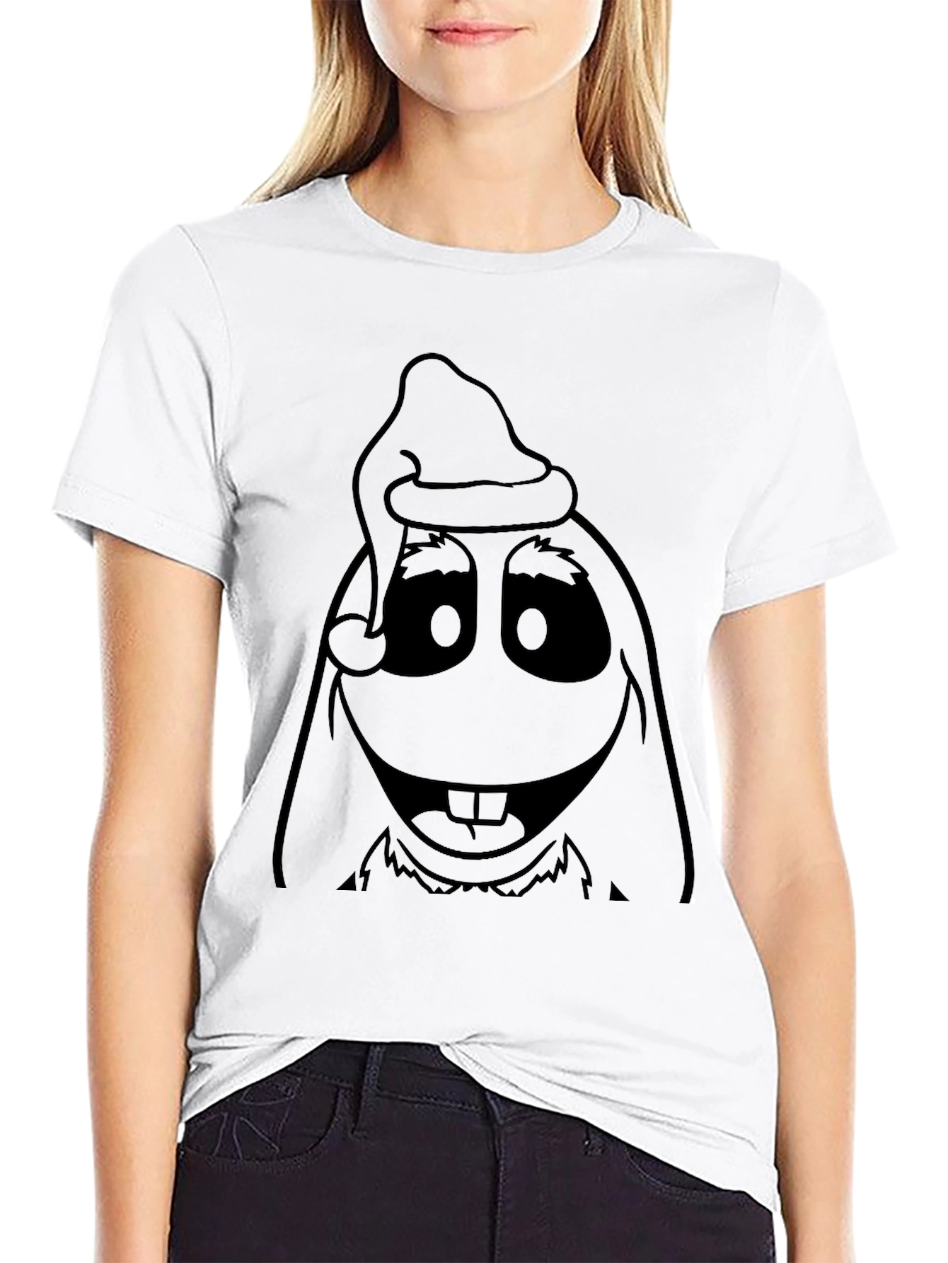 Funny Monster with Santa Hat Graphic T-Shirt