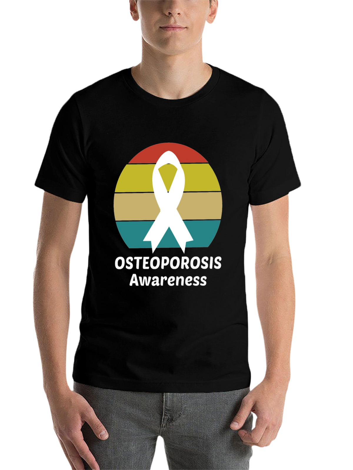 Osteoporosis Awareness Ribbon Graphic T-Shirt