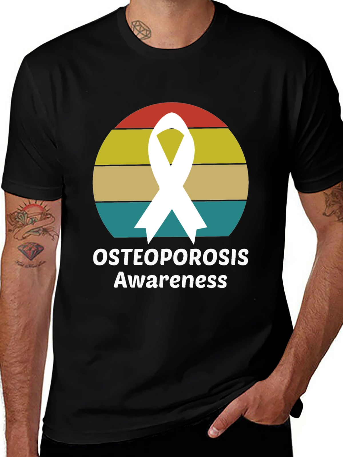 Osteoporosis Awareness Ribbon Graphic T-Shirt