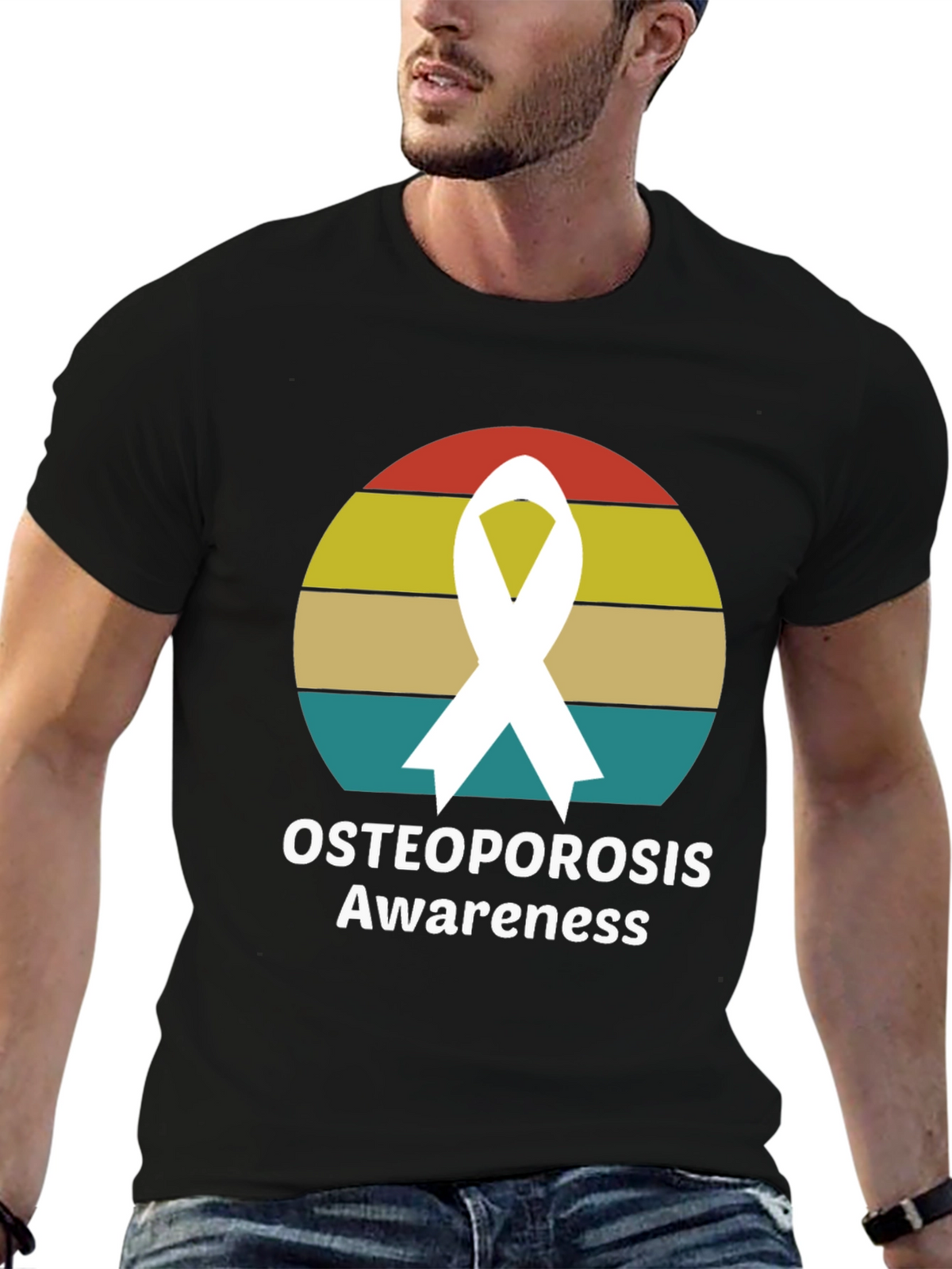 Osteoporosis Awareness Ribbon Graphic T-Shirt