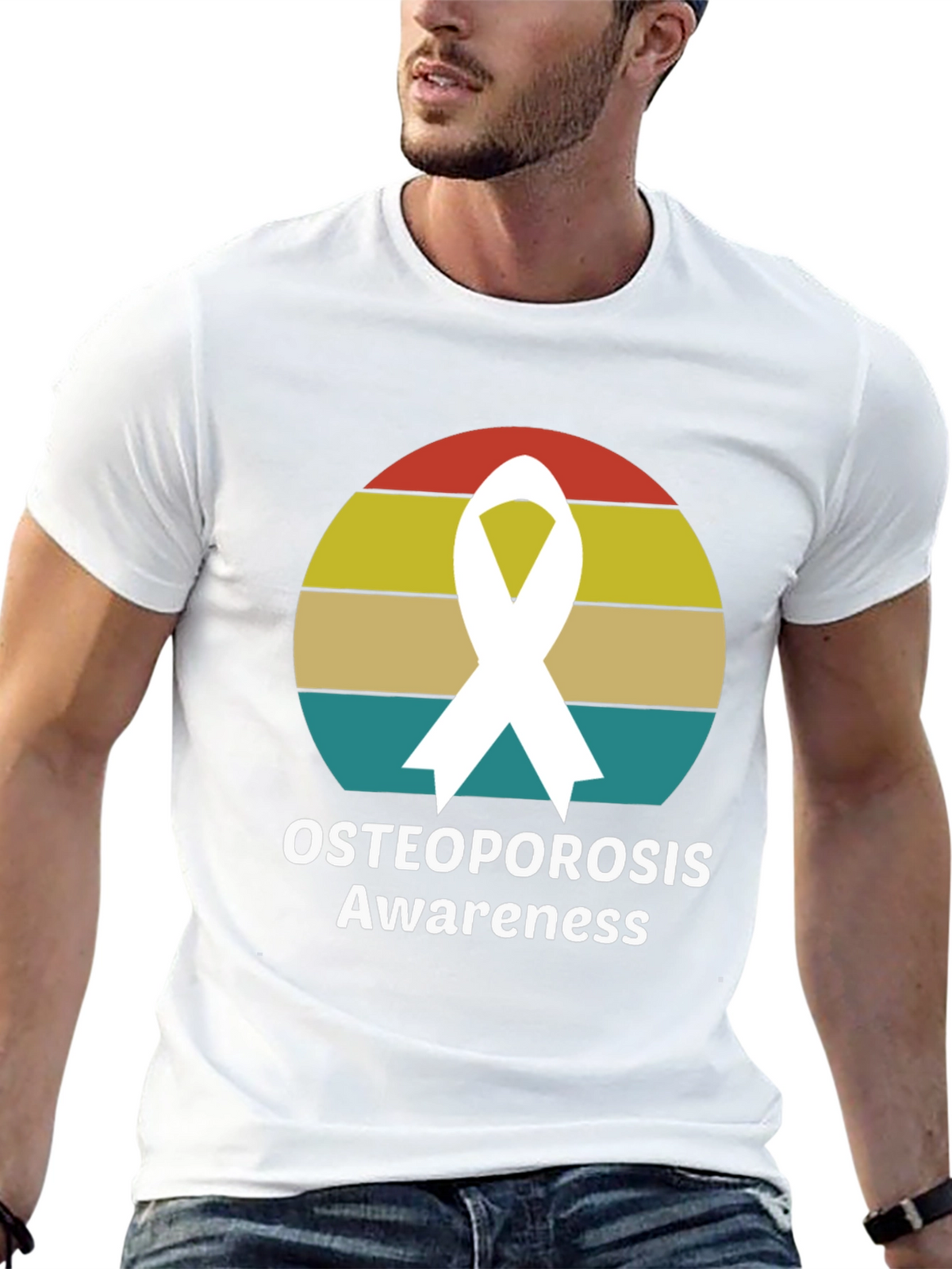 Osteoporosis Awareness Ribbon Graphic T-Shirt