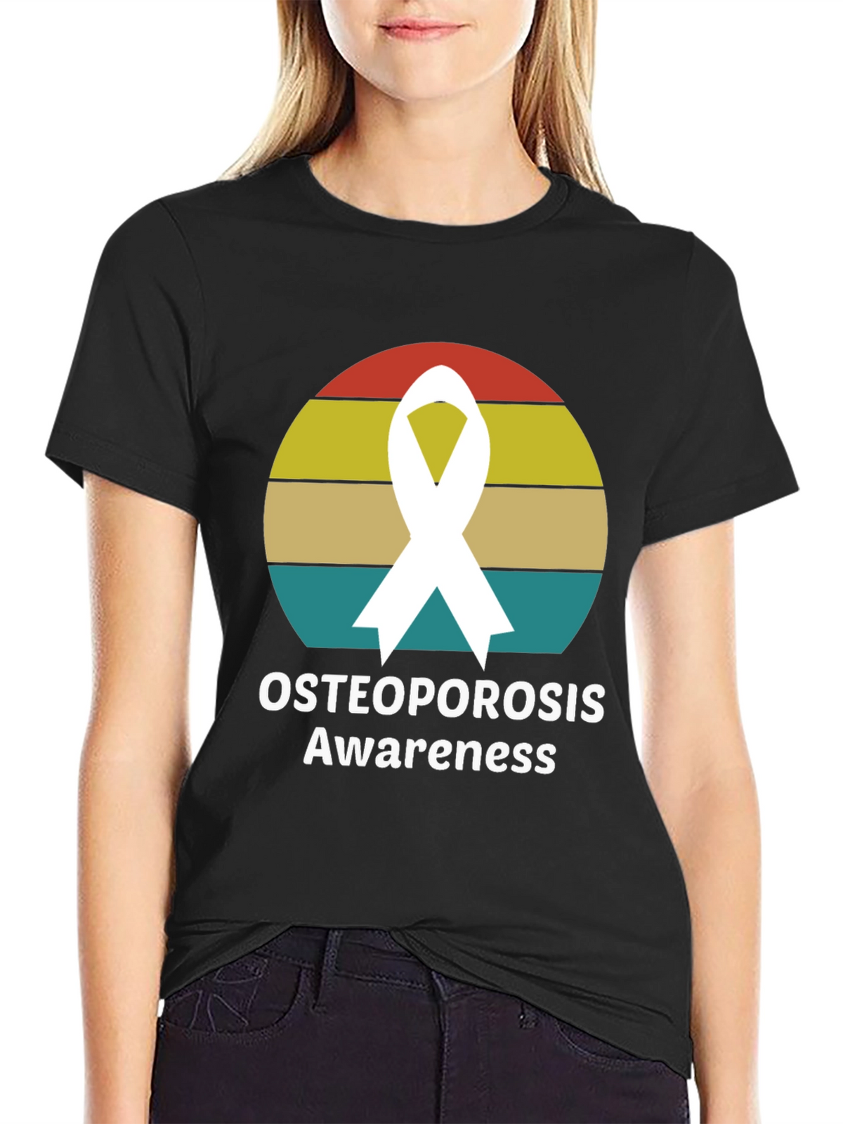 Osteoporosis Awareness Ribbon Graphic T-Shirt
