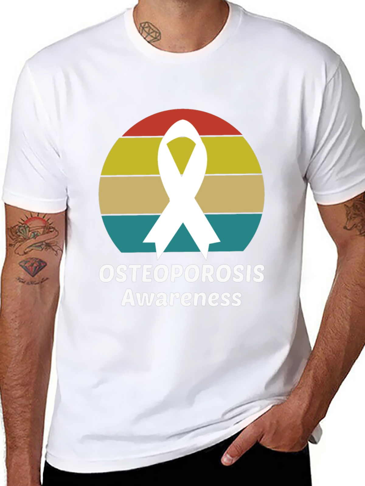 Osteoporosis Awareness Ribbon Graphic T-Shirt
