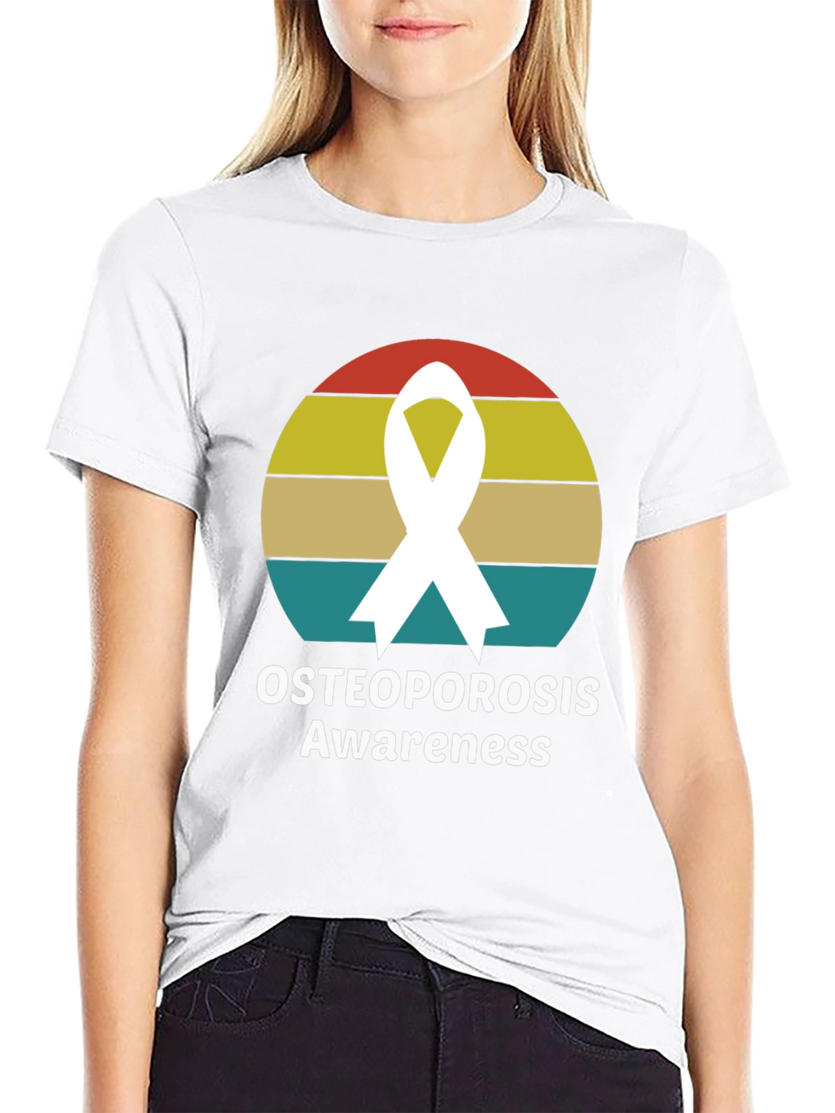 Osteoporosis Awareness Ribbon Graphic T-Shirt