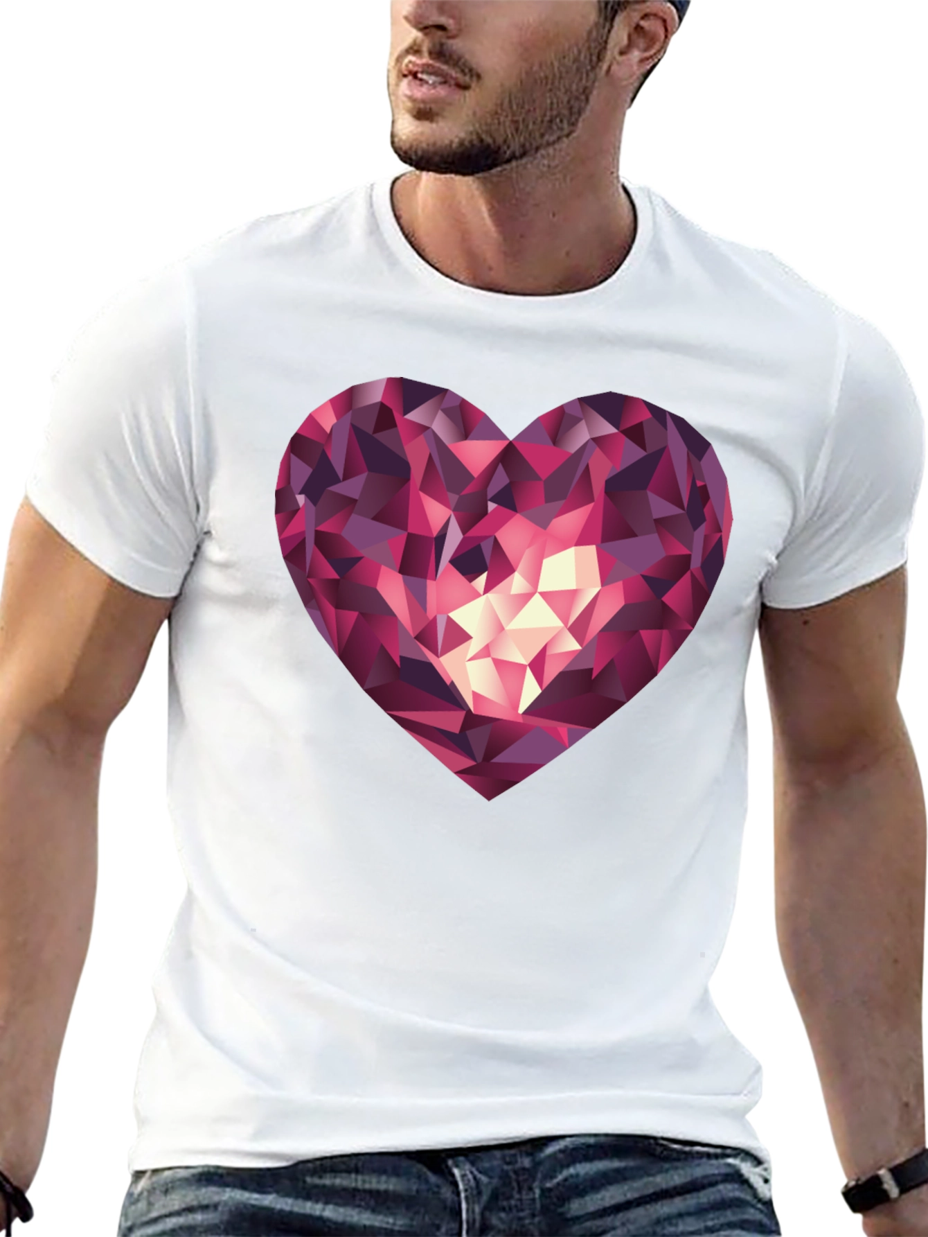Geometric Heart Graphic Tee - Stylish & Modern