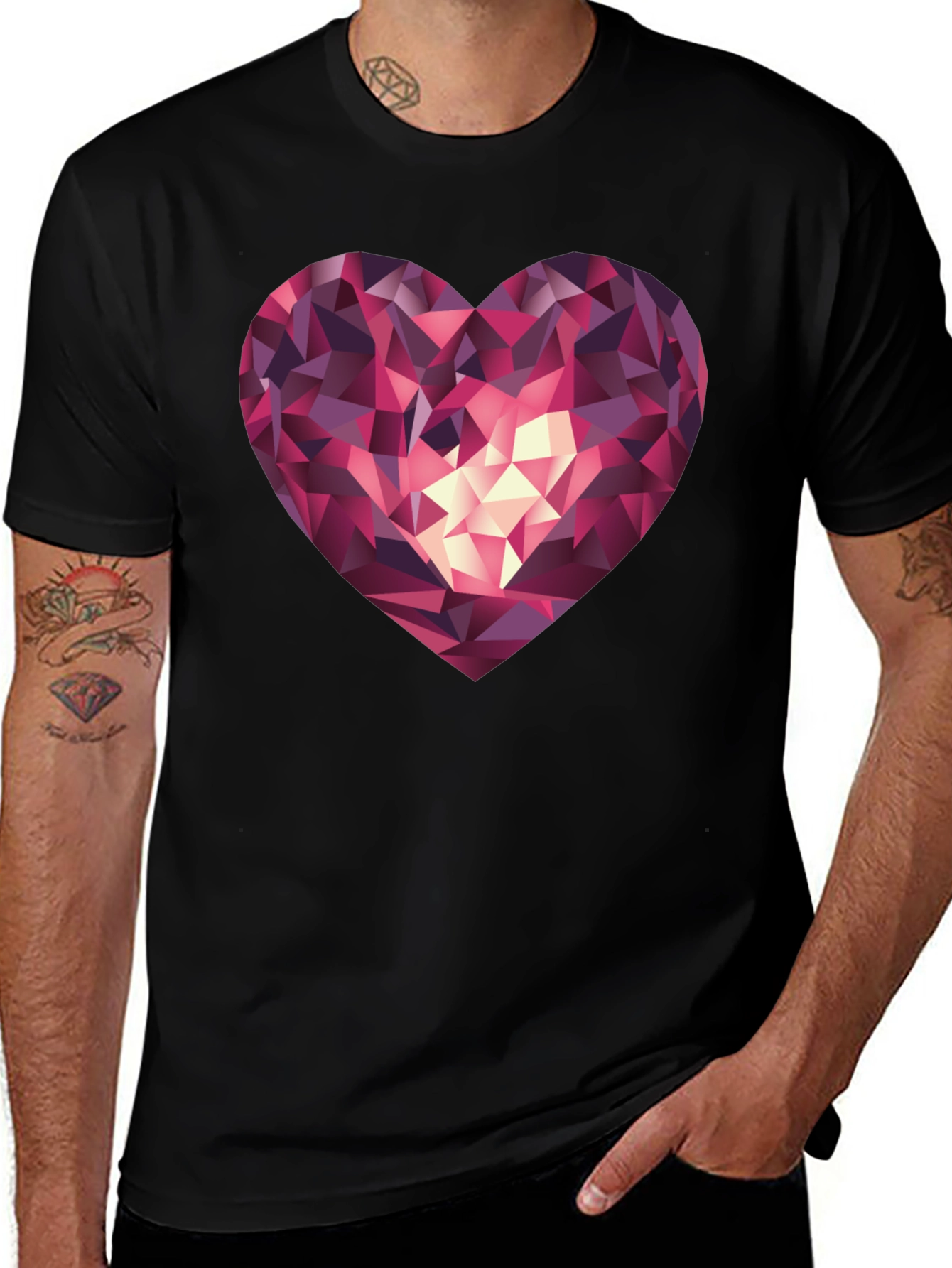 Geometric Heart Graphic Tee - Stylish & Modern