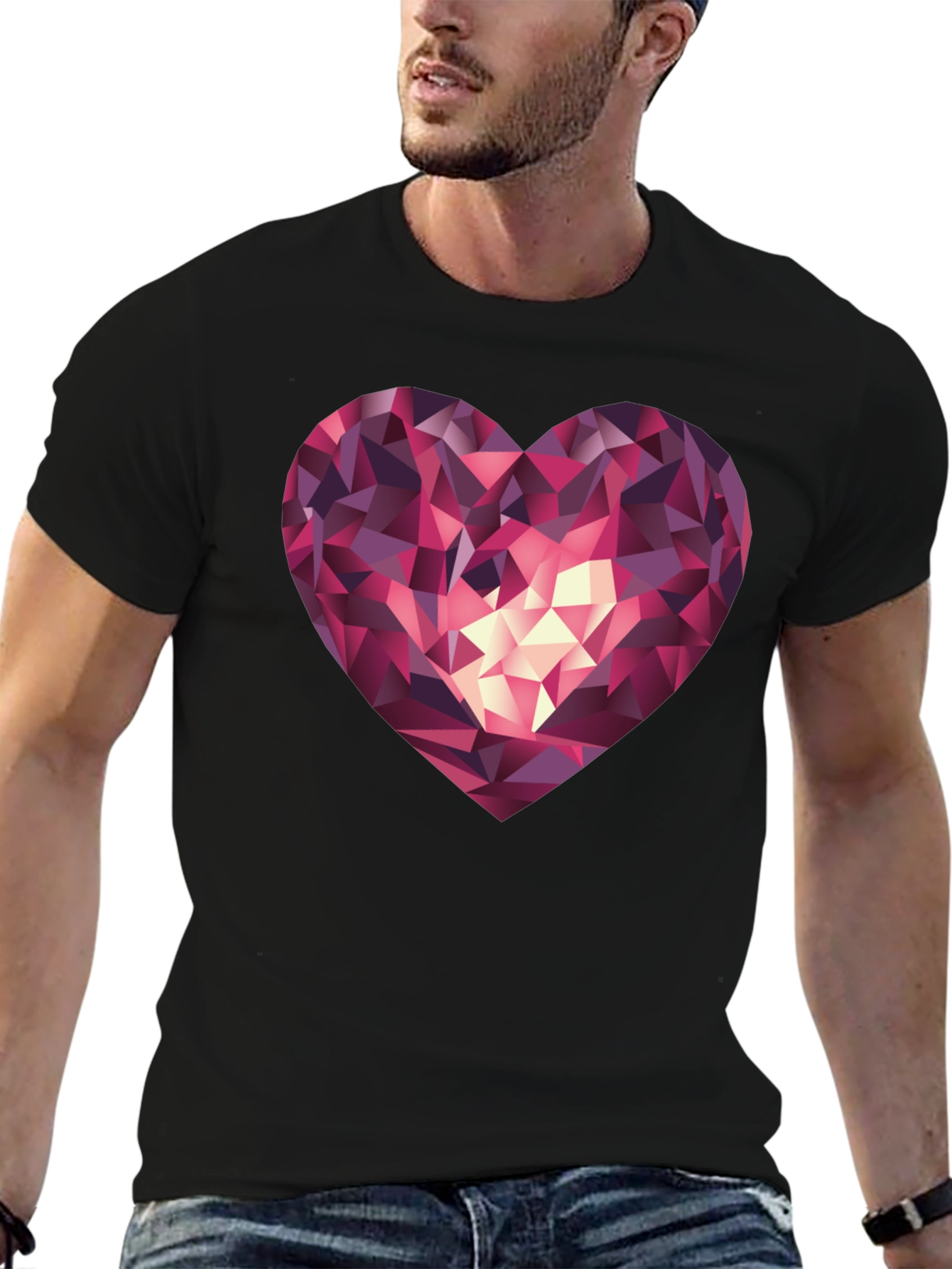 Geometric Heart Graphic Tee - Stylish & Modern