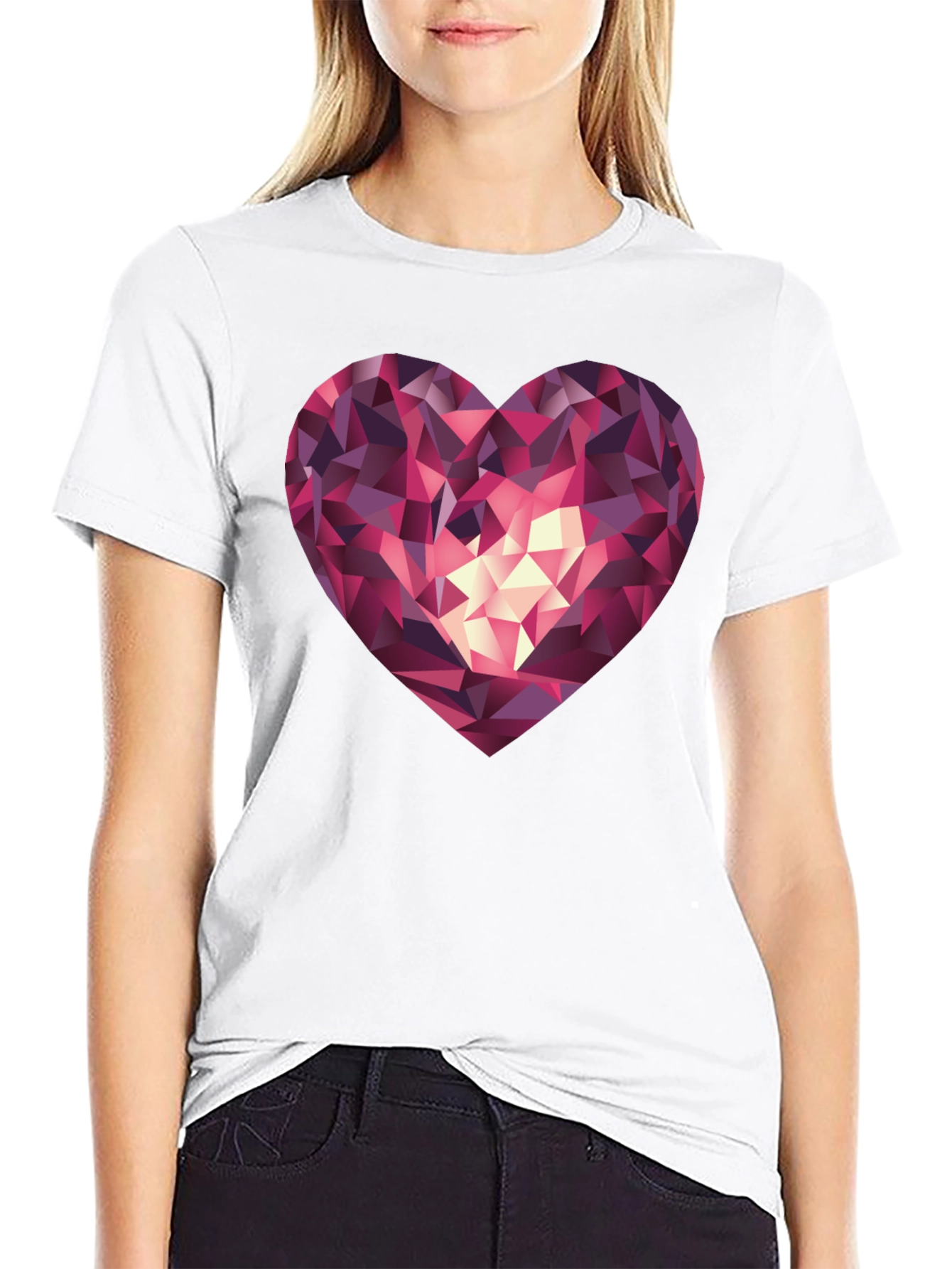 Geometric Heart Graphic Tee - Stylish & Modern