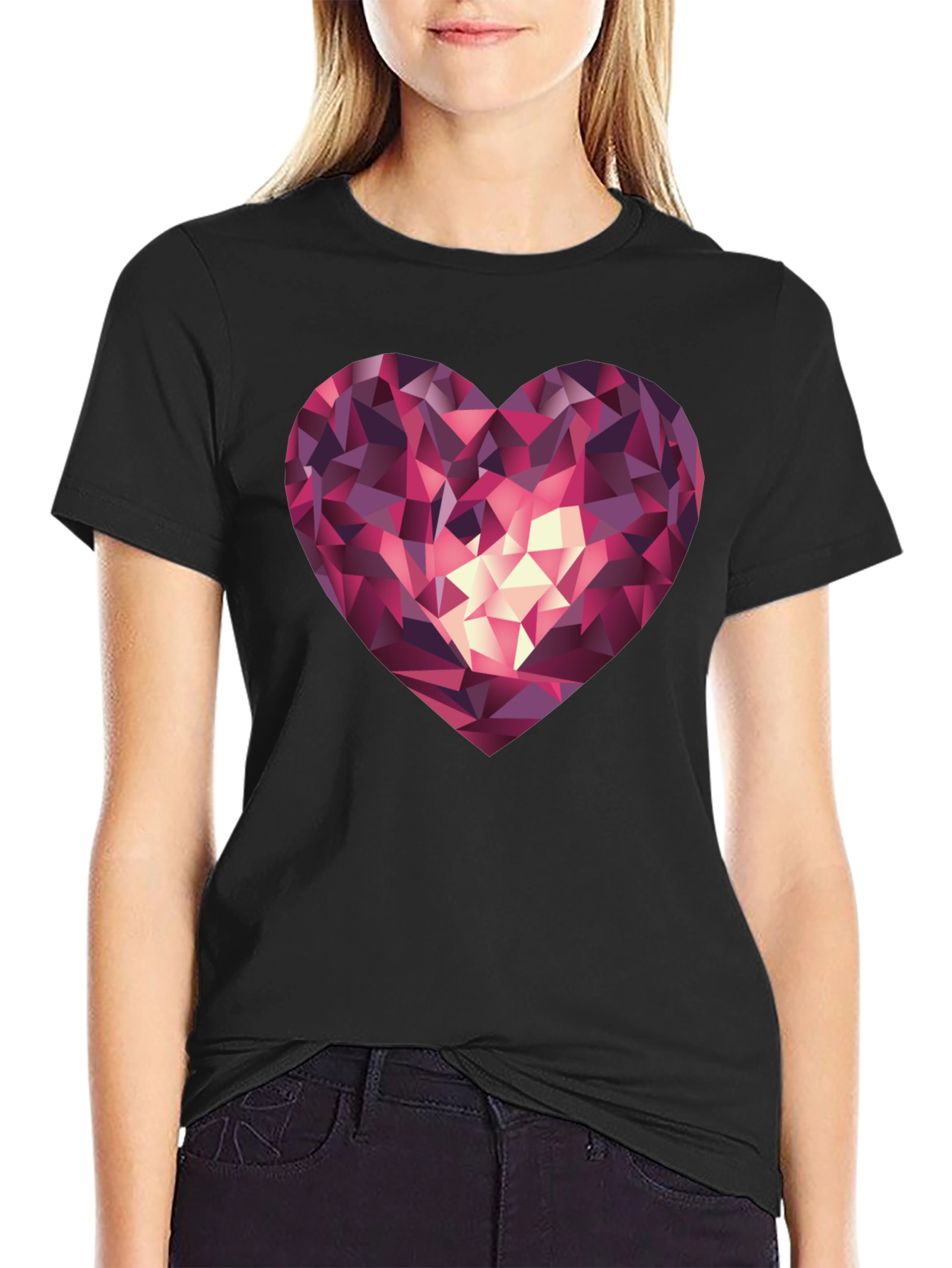 Geometric Heart Graphic Tee - Stylish & Modern